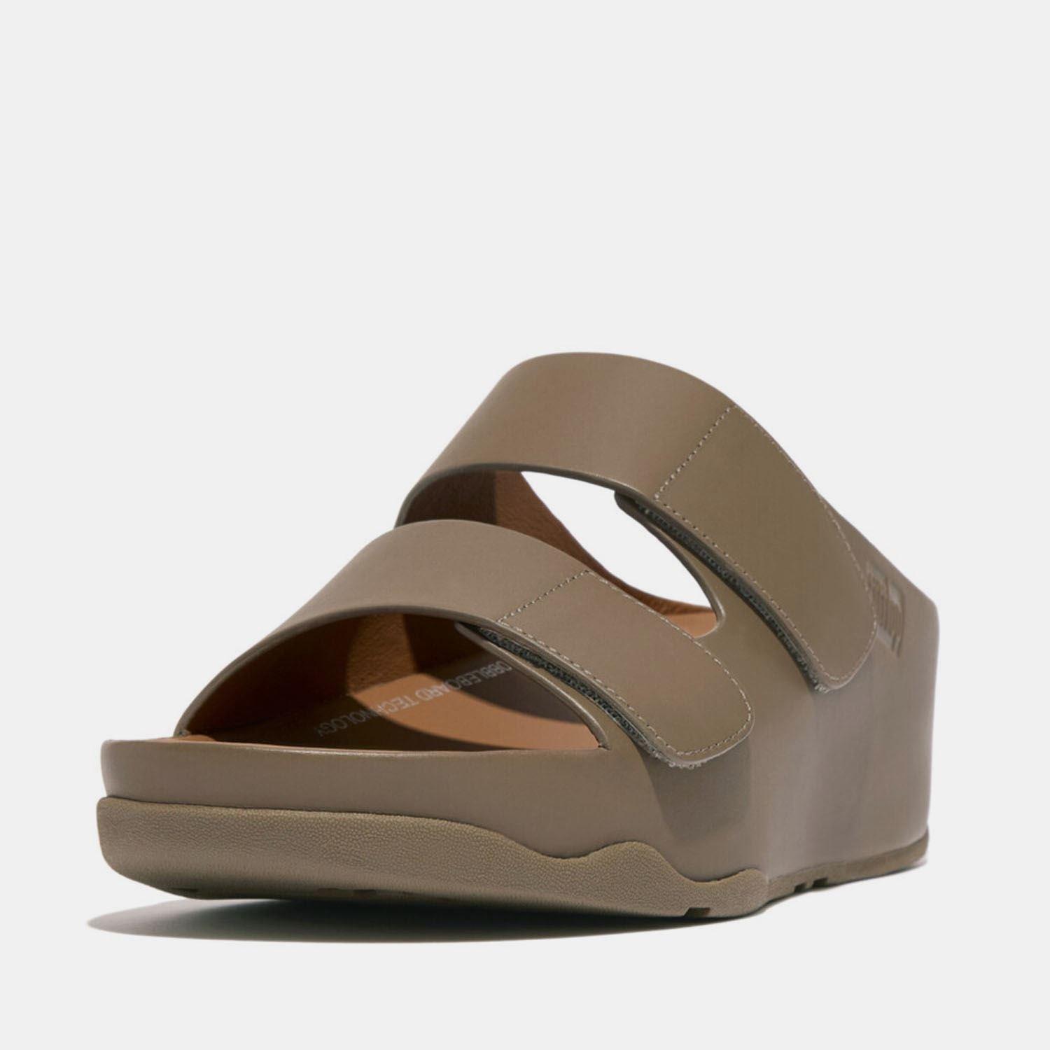 Grey - FitFlop - Shuv Adjustable Leather Sliders - 2