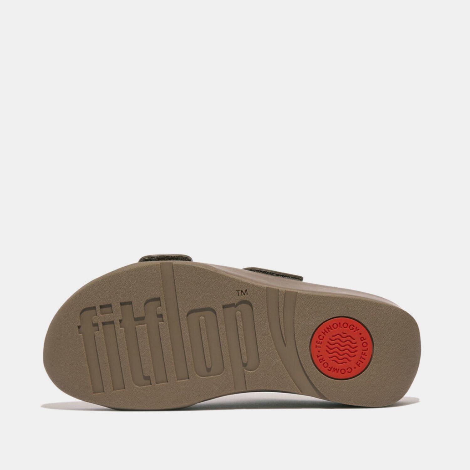 Grey - FitFlop - Shuv Adjustable Leather Sliders - 3
