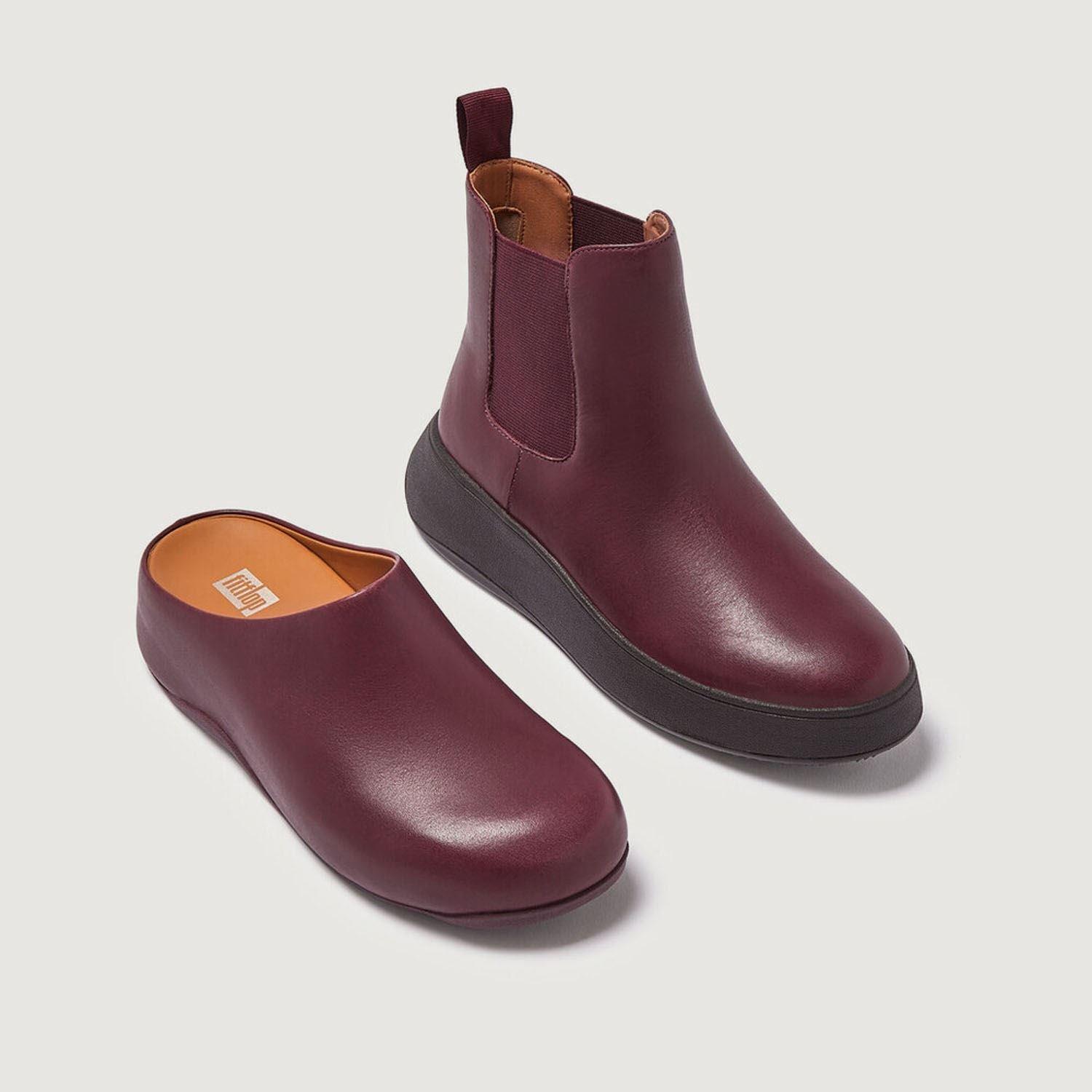 F-Mode Leather Flatform Chelsea Boots