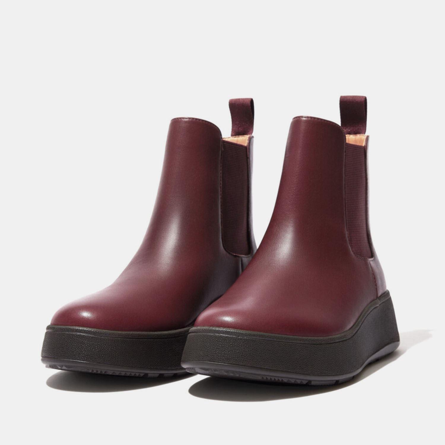 Purple - FitFlop - F-Mode Leather Flatform Chelsea Boots - 6