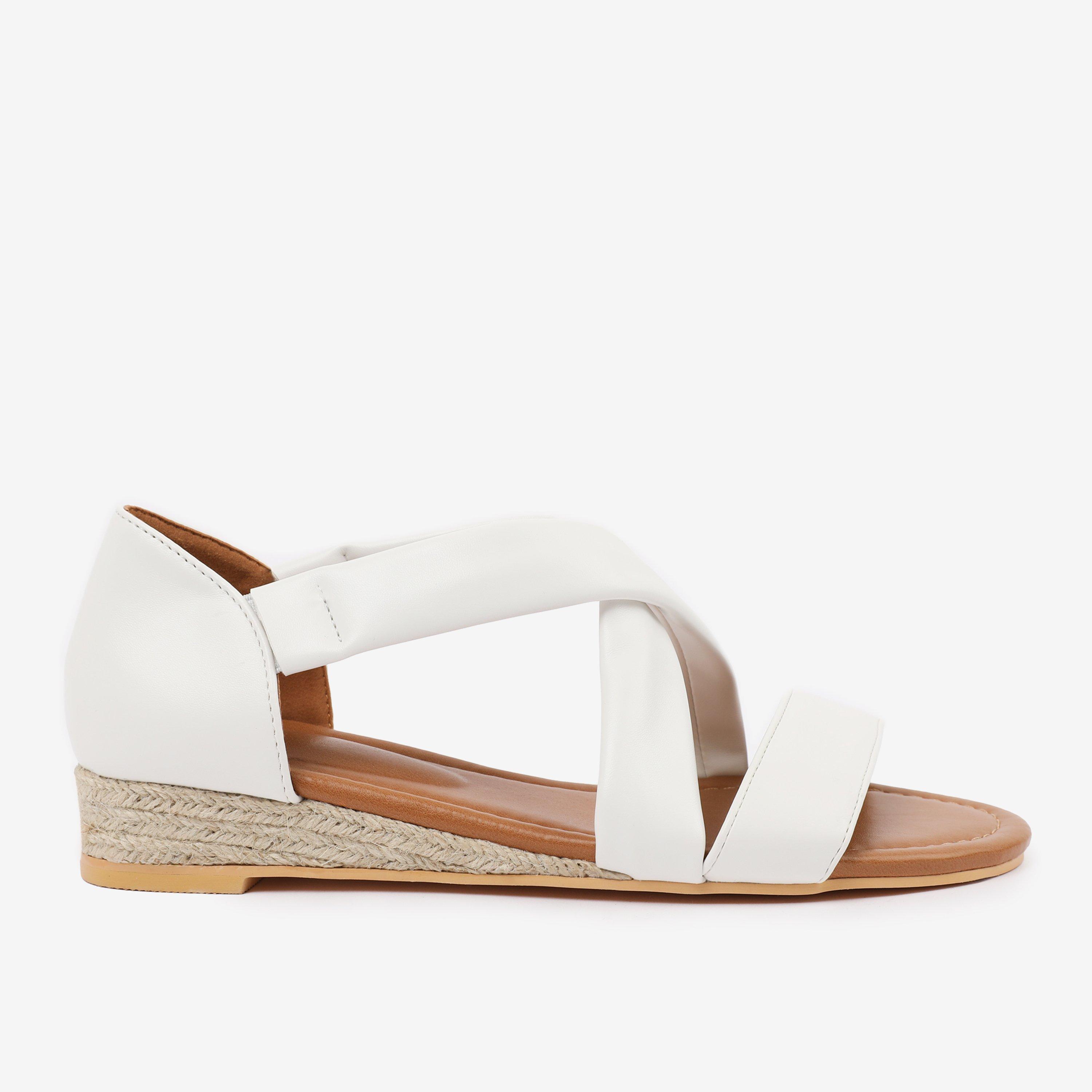 White - Wheres That From - White PU Hummingbird Low Wedge Shoes - 1
