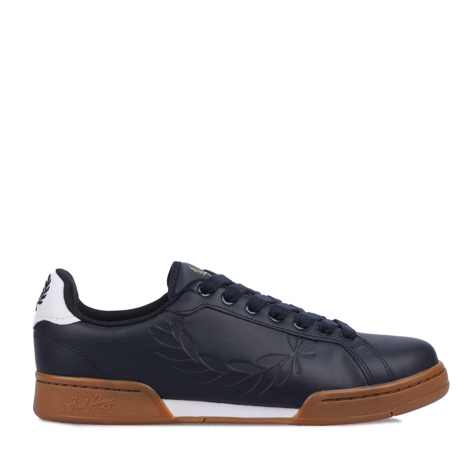 Navy - Fred Perry - B722 Leather Trainers - 1