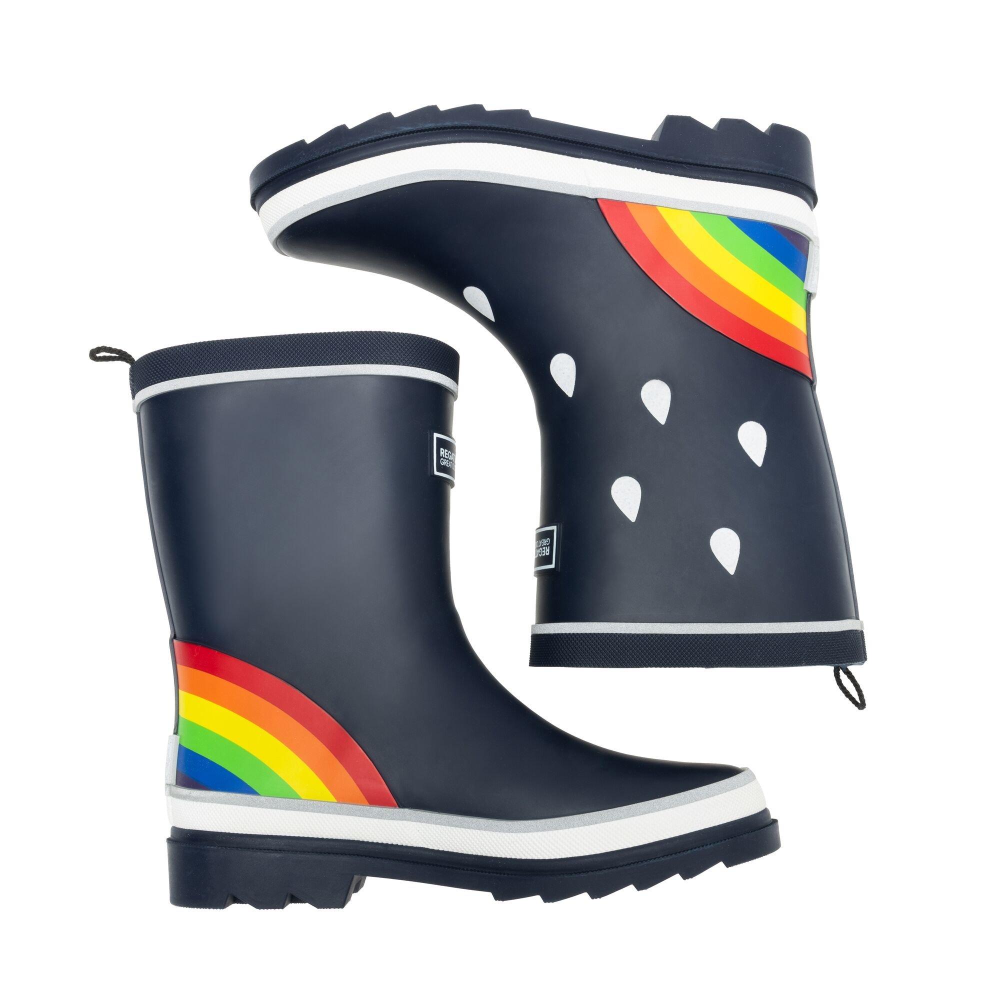 Navy / Rainbow - Regatta - Kids Mudplay III Waterproof Boots - 3