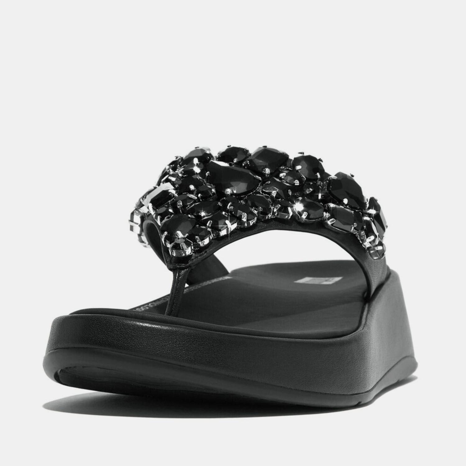 Black - Fitflop - F-Mode Jewel-Deluxe Flatform Sandals - 2