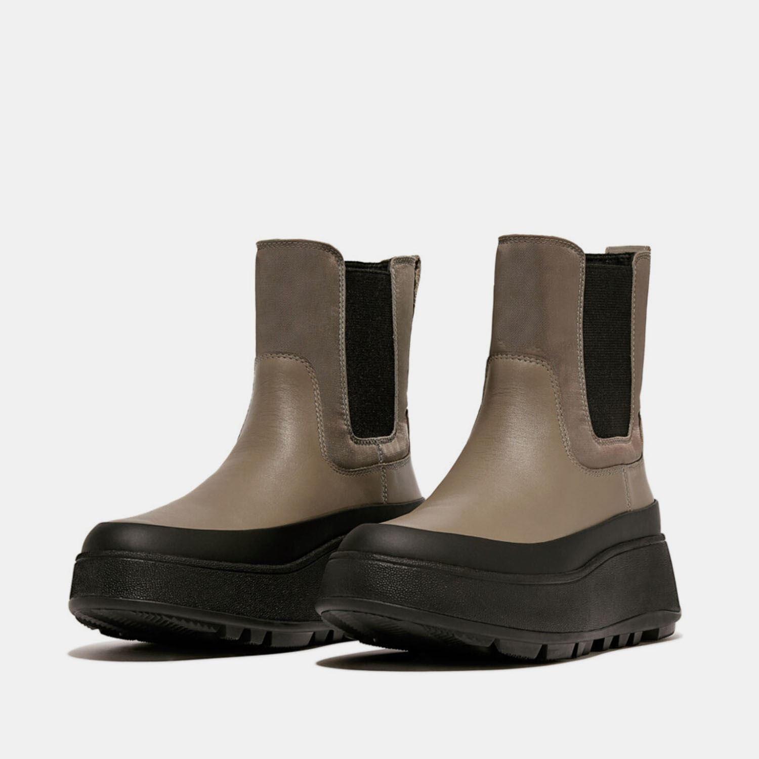 Grijs - FitFlop - F-Mode Water-Resistant Flatform Chelsea Boots - 6
