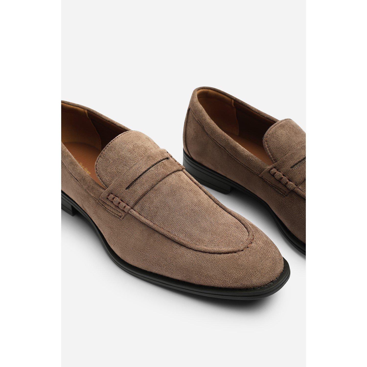 Khaki - Wheres That From - Gavin Suede Slip on Penny Loafer - 4