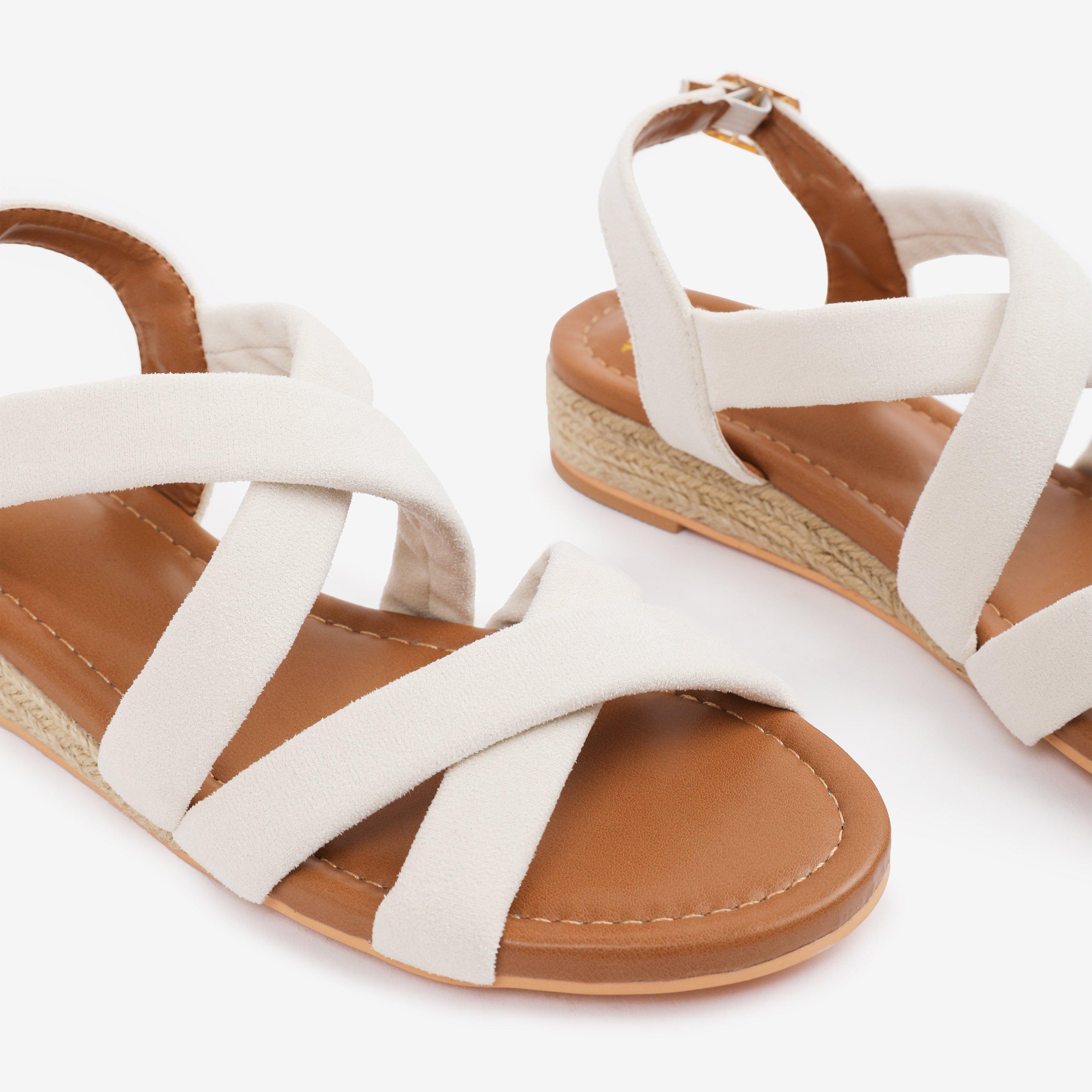 Cream - Wheres That From - Wide-Fit Cream Suede Violet Low Wedge Shoes - 4