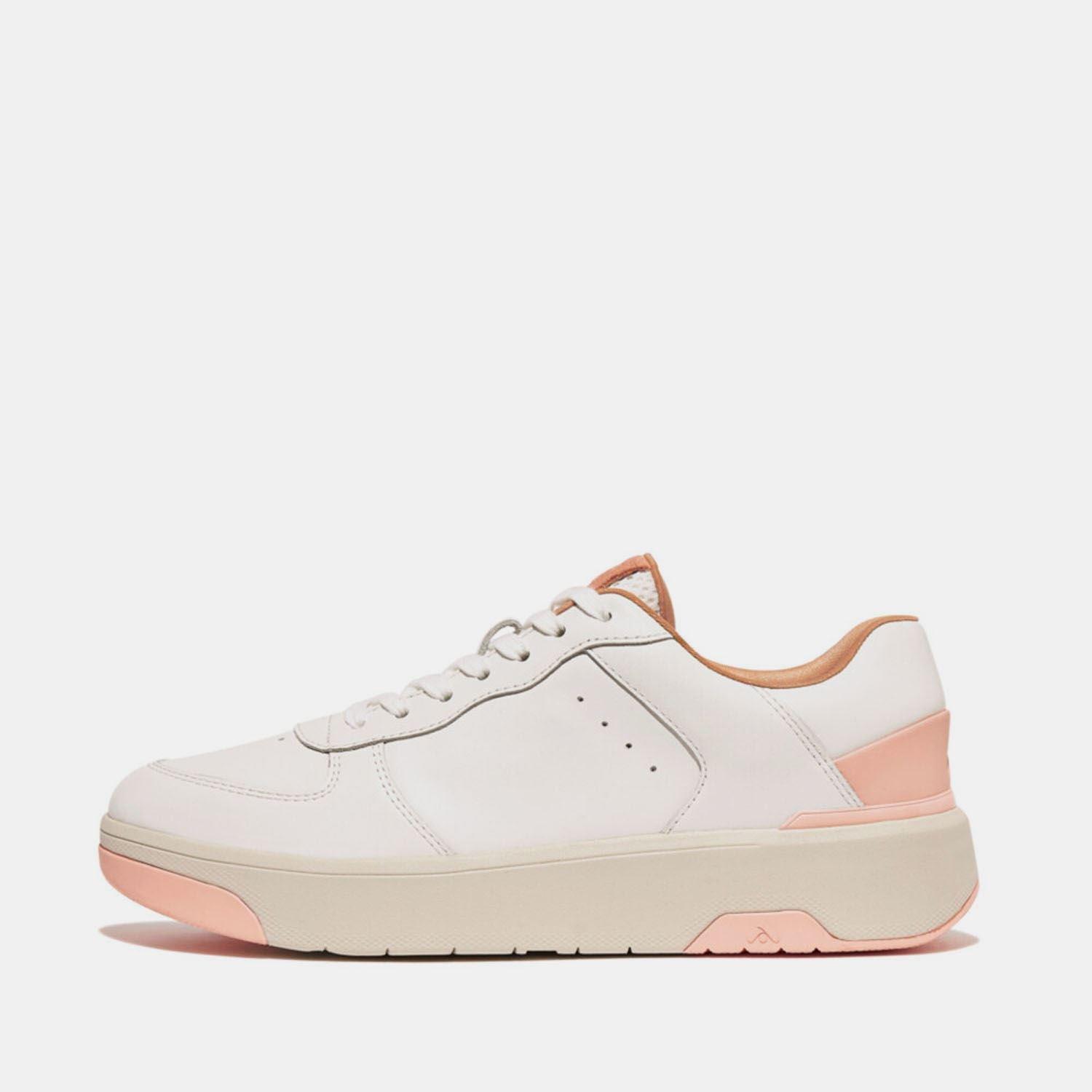 White Pink - FitFlop - Rally Evo Leather Trainers - 1