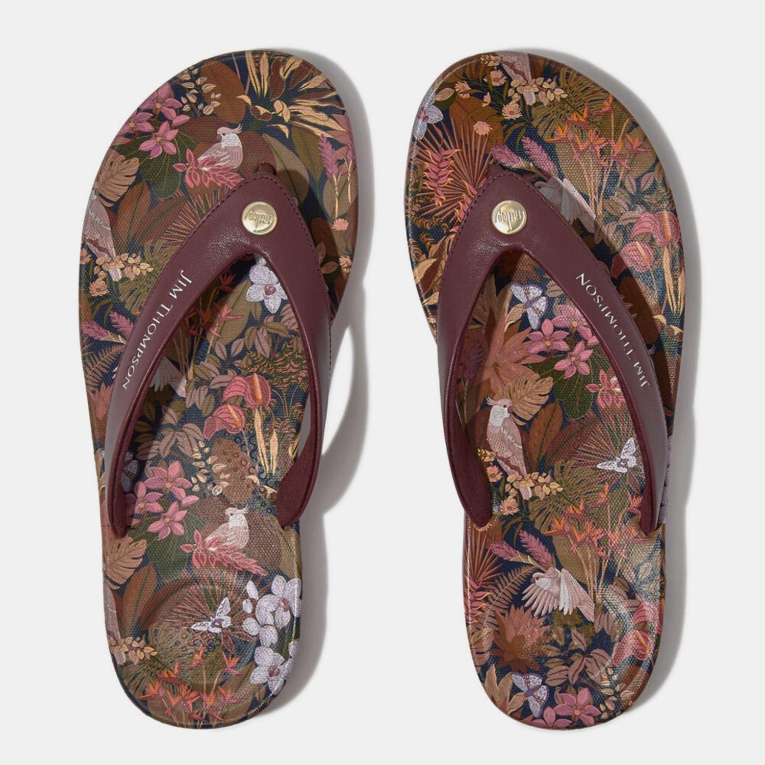 Brown - Fitflop - iQushion x Jim Thompson Leather Flip Flops - 5
