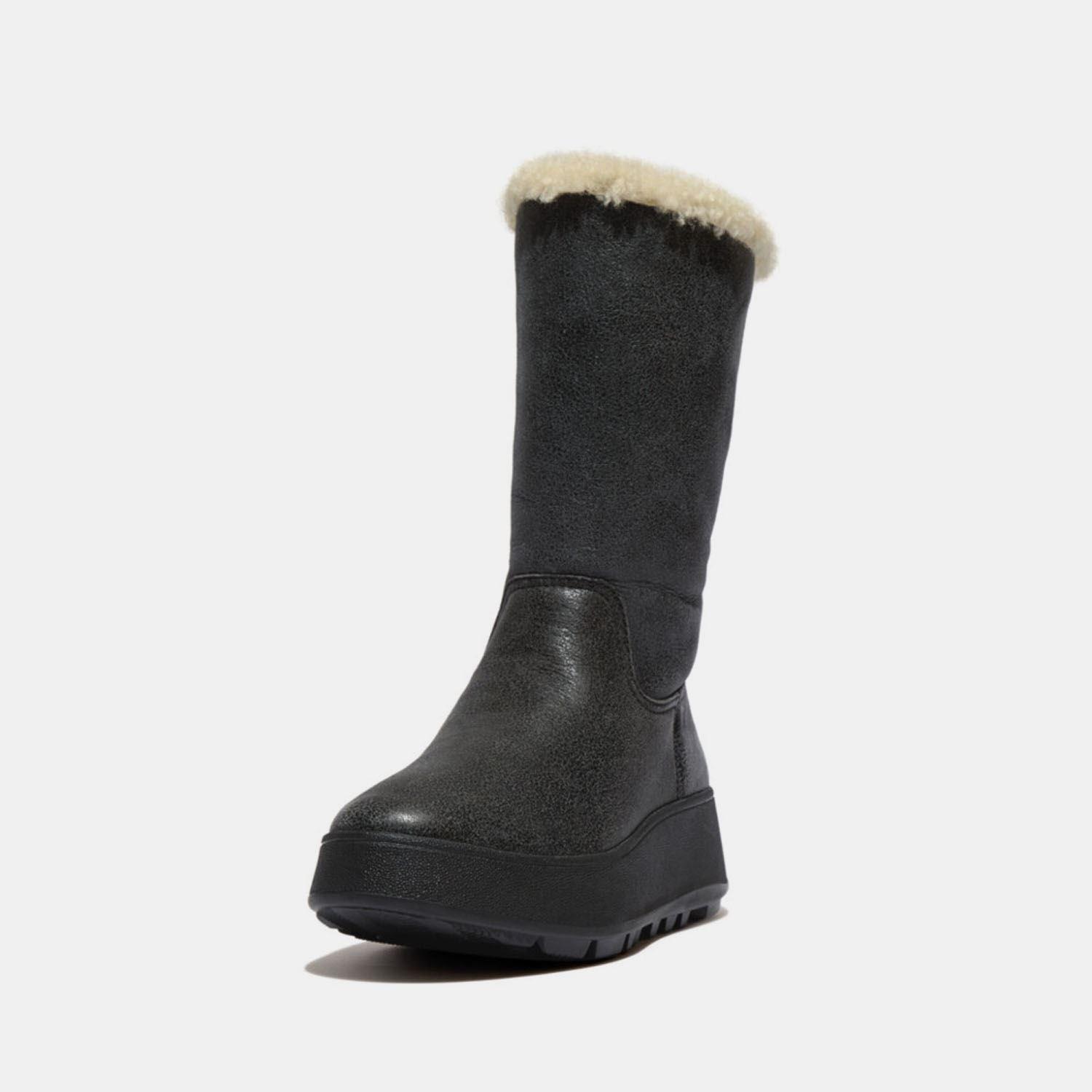 Noir - FitFlop - F-Mode Shearling Flatform Boots - 2