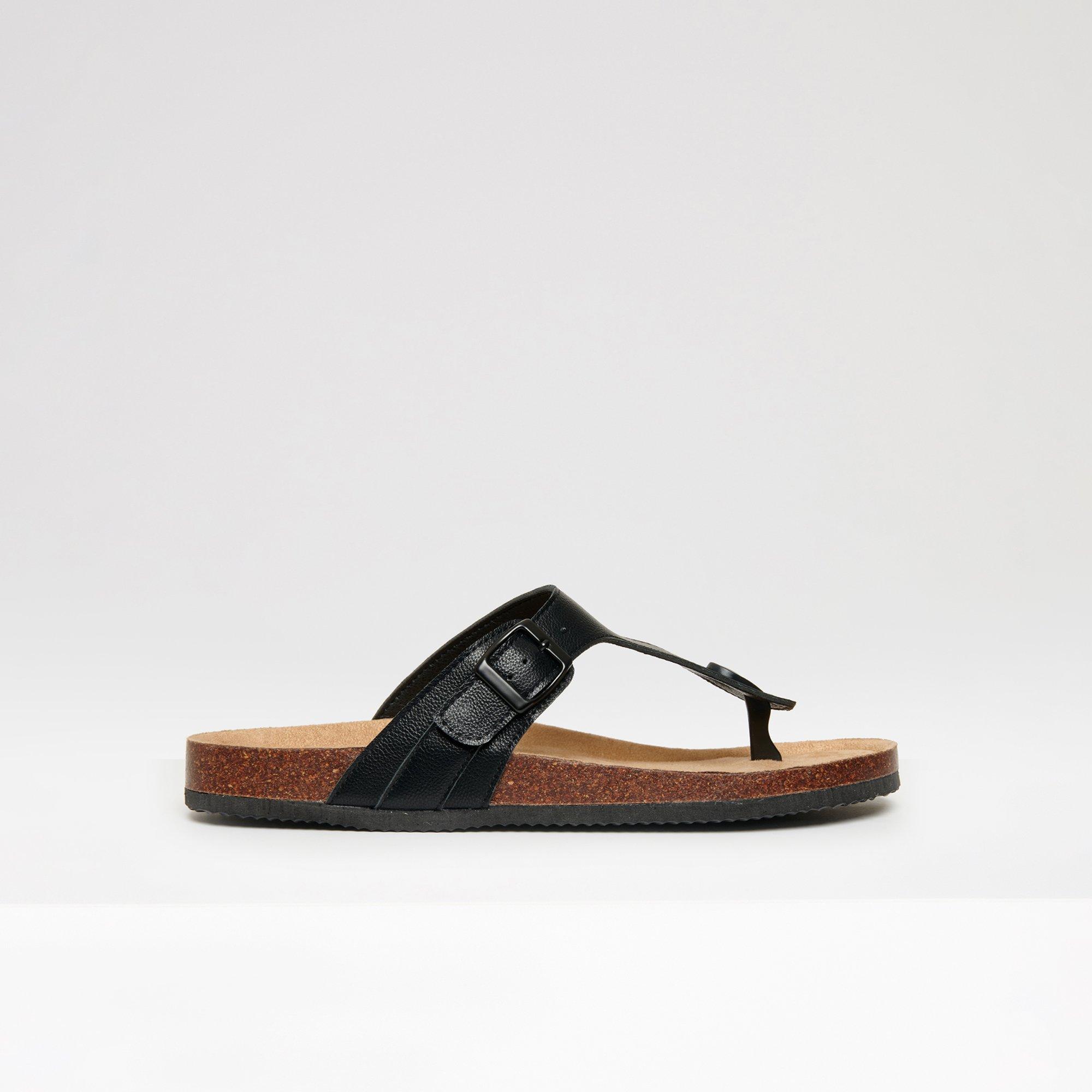 Black - Threadbare - Faux Leather Toe Post Sandals - 4