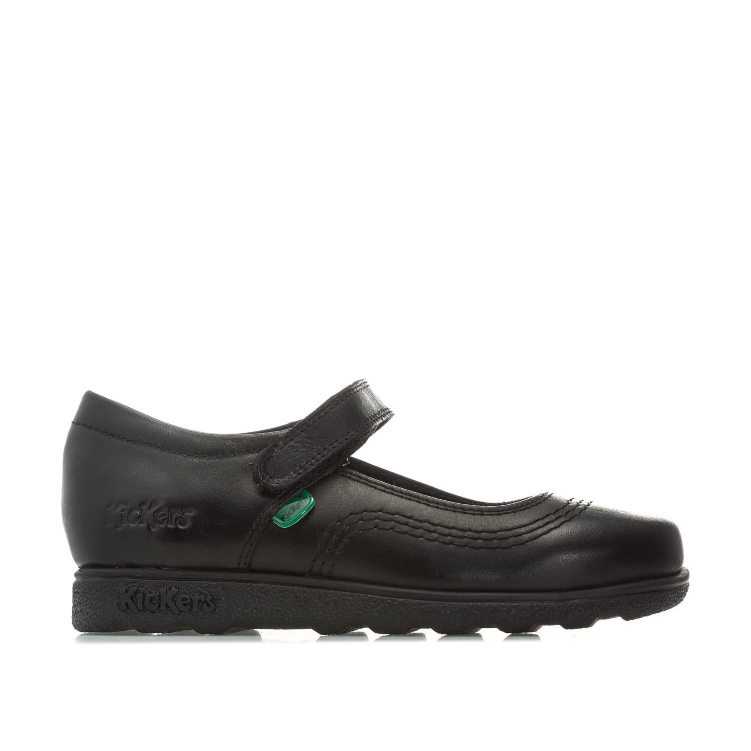 Kickers Girls Fragma Pop Leather Shoes - Black - 13 child