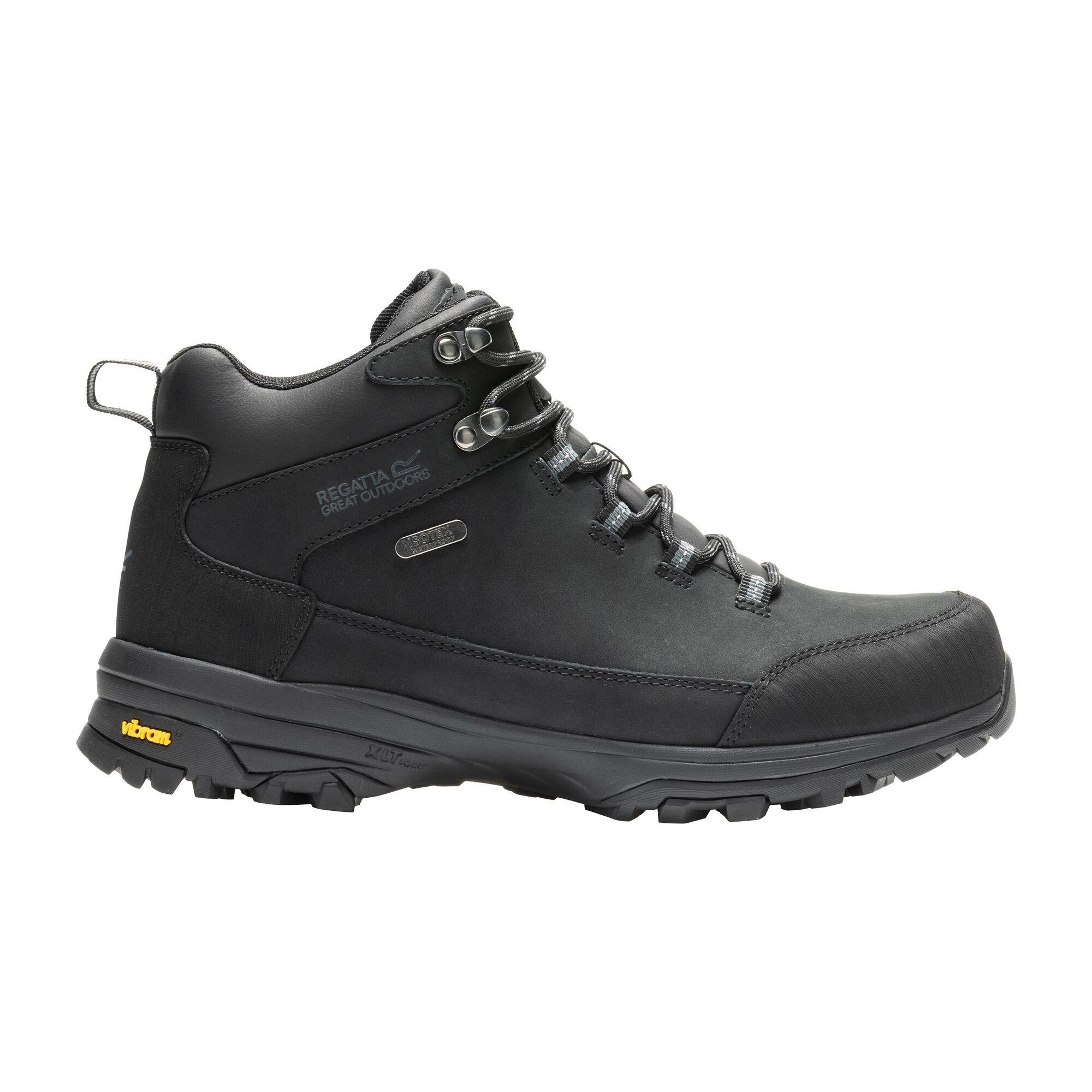 Black - Regatta - Mens Burrell Leather Waterproof Walking Boots - 1