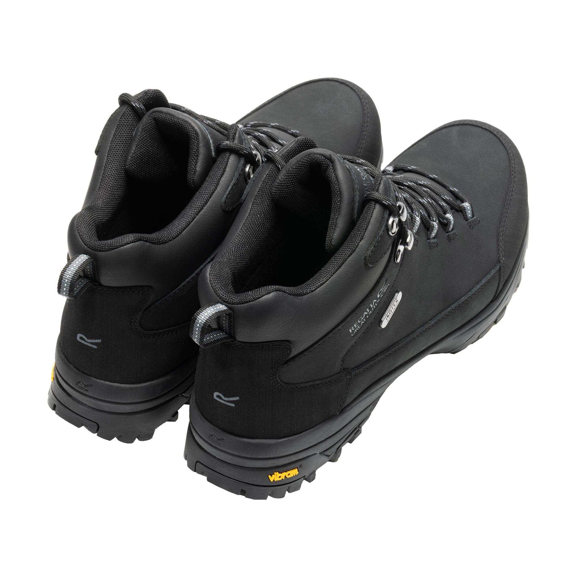 Black - Regatta - Mens Burrell Leather Waterproof Walking Boots - 2