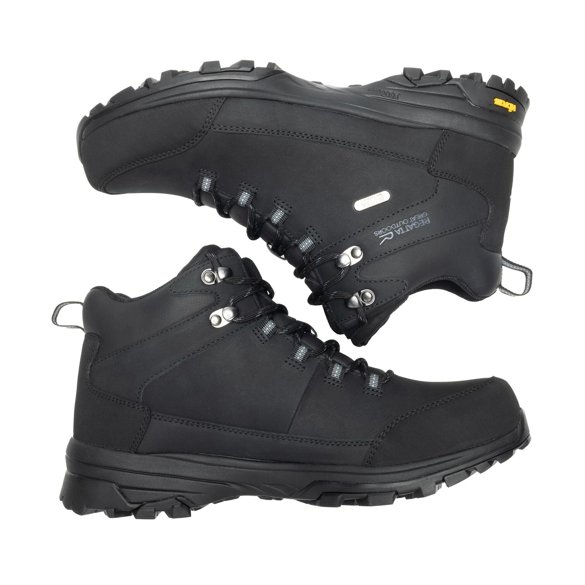 Black - Regatta - Mens Burrell Leather Waterproof Walking Boots - 3