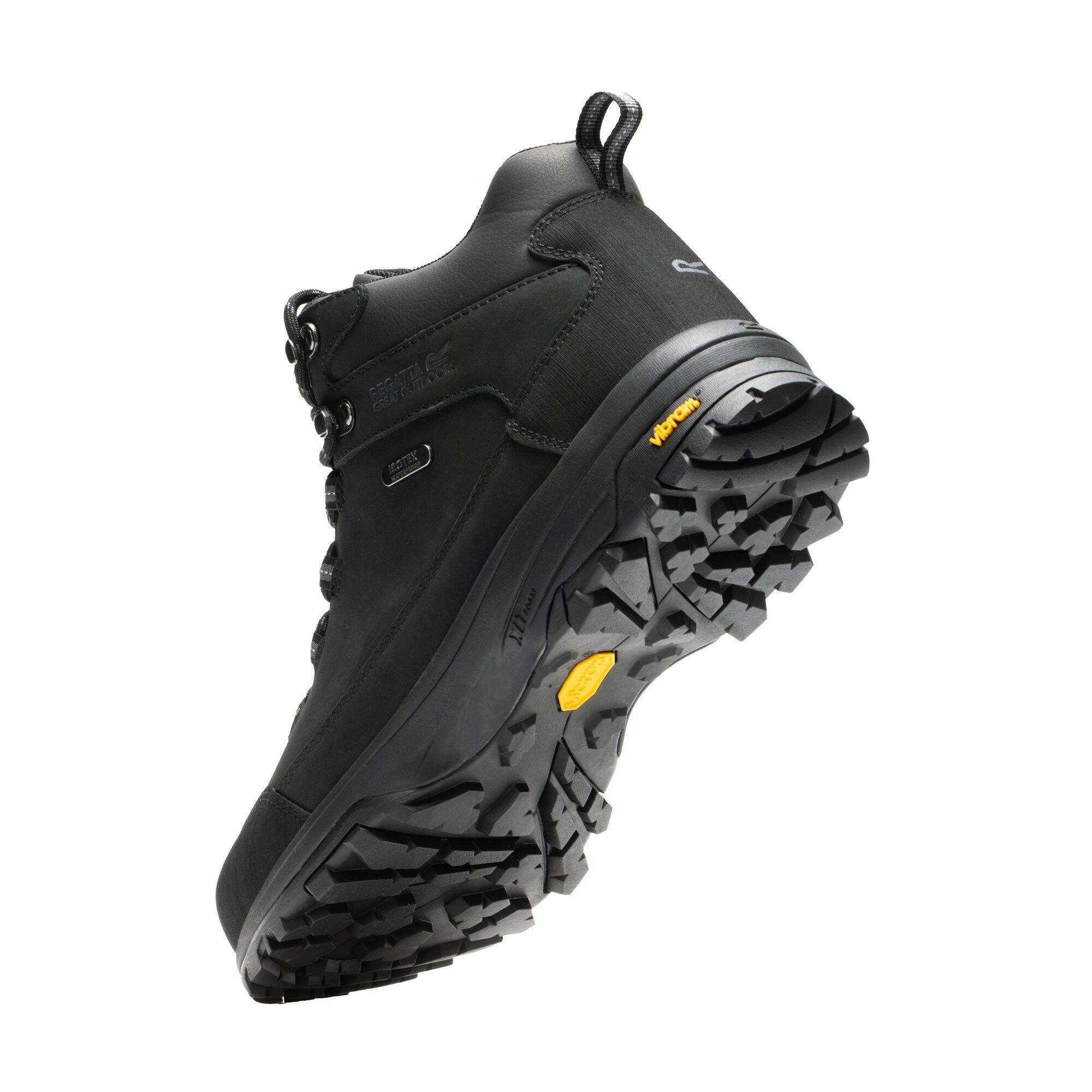 Black - Regatta - Mens Burrell Leather Waterproof Walking Boots - 6
