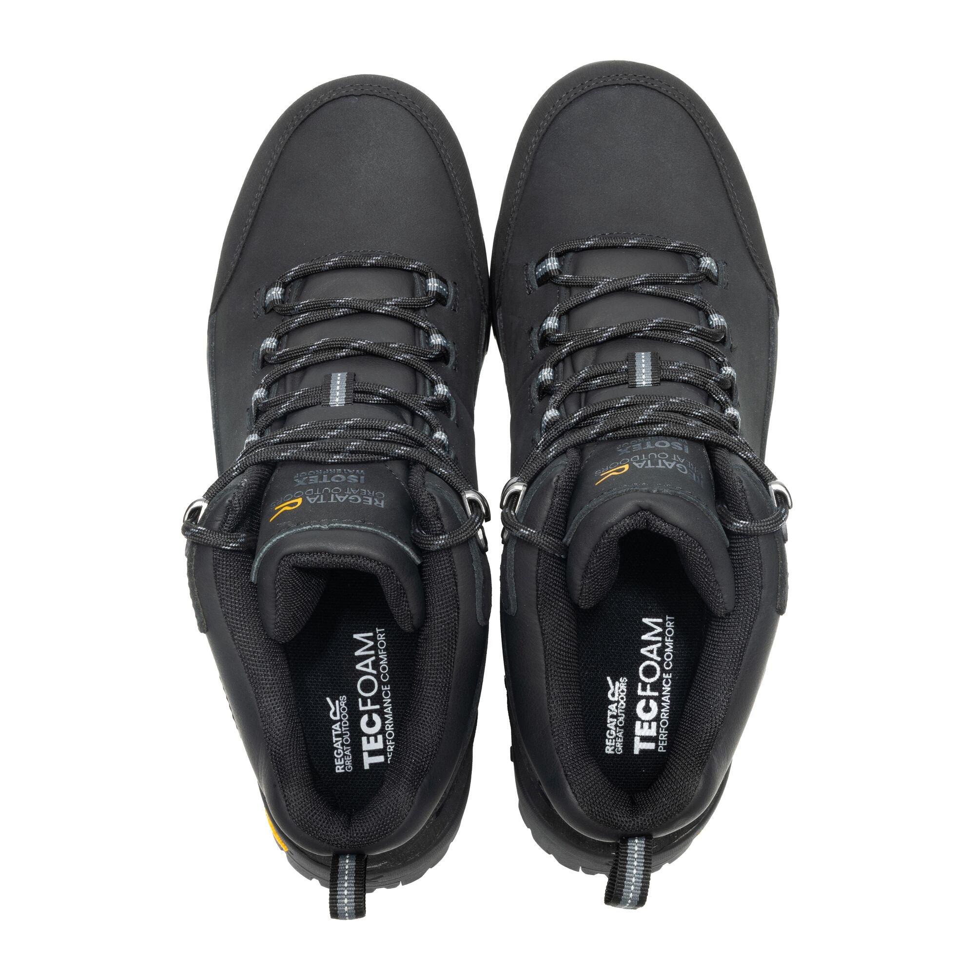 Black - Regatta - Mens Burrell Leather Waterproof Walking Boots - 7