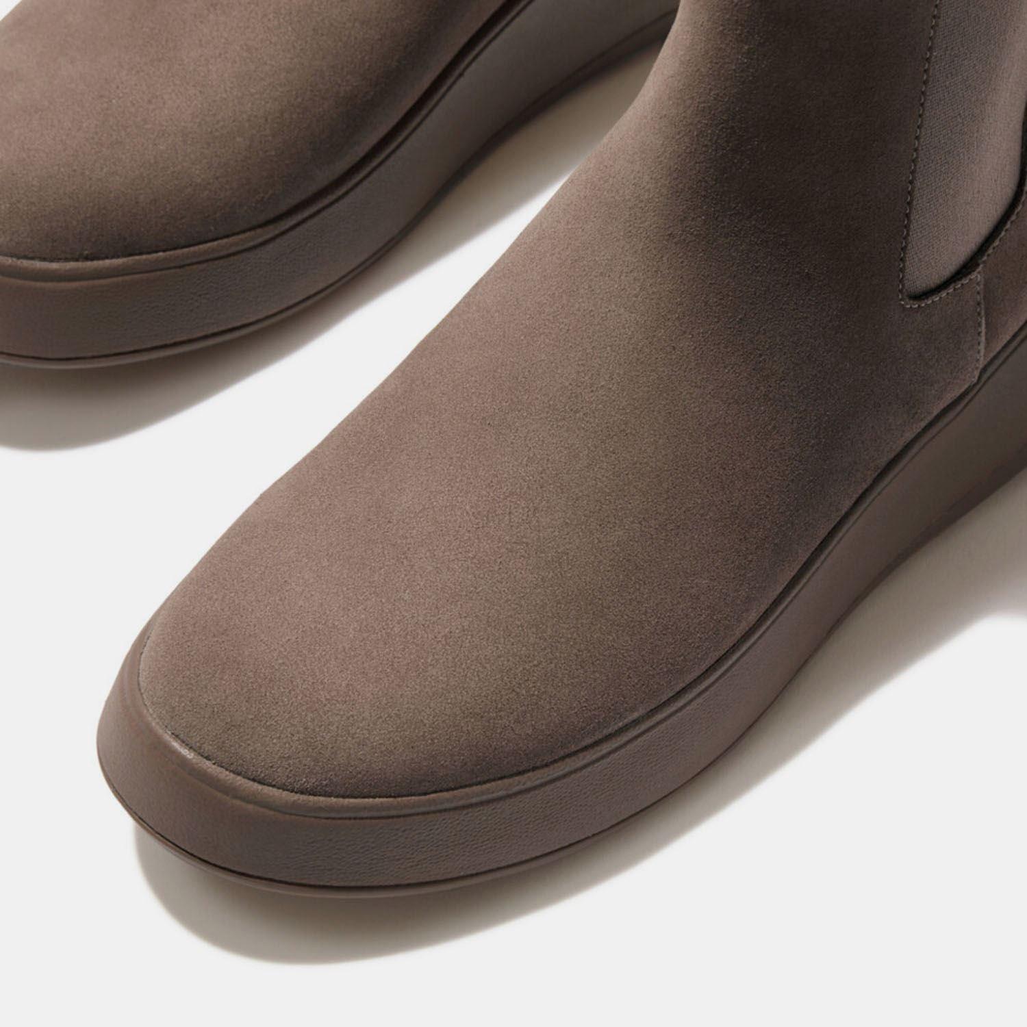 Grey - FitFlop - F-Mode Suede Flatform Chelsea Boots - 4