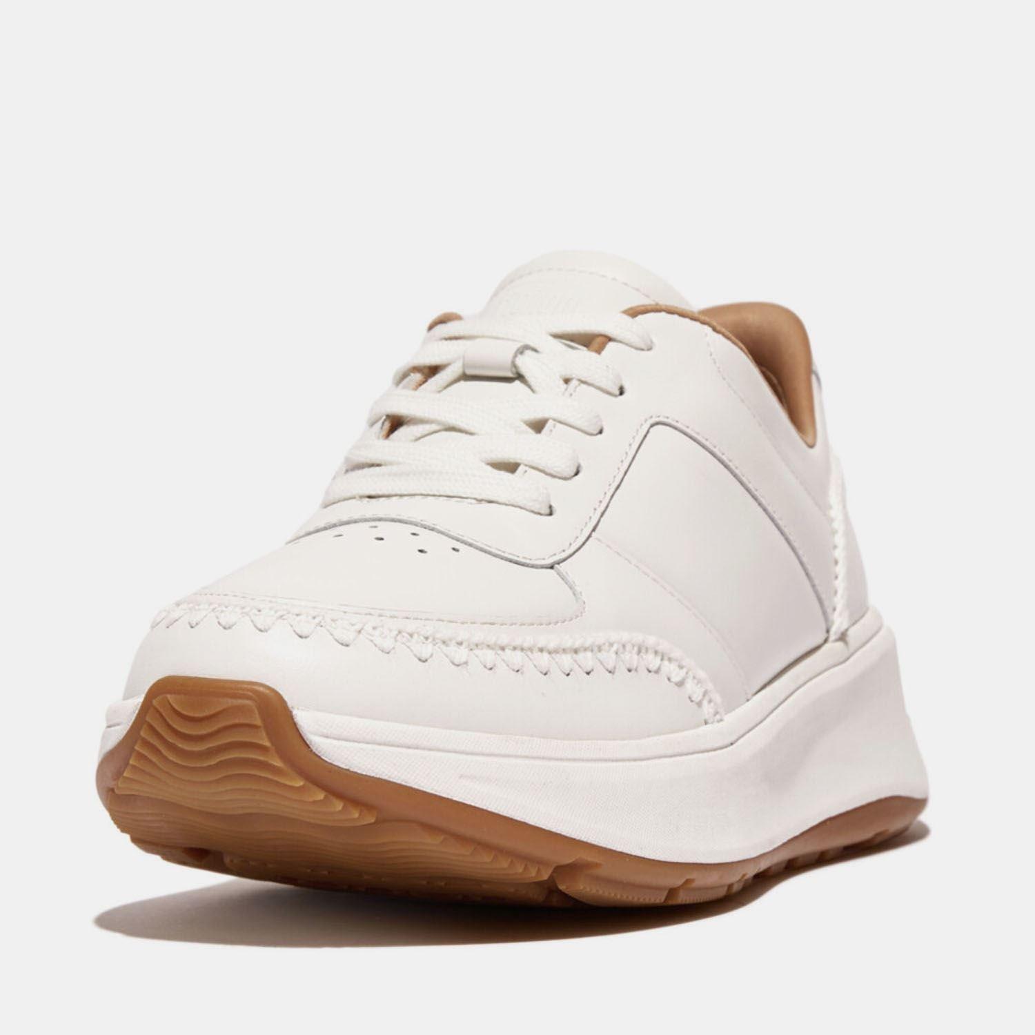 Weiß - FitFlop - F-Mode Crochet-Stitch Leather Flatform Trainers - 2