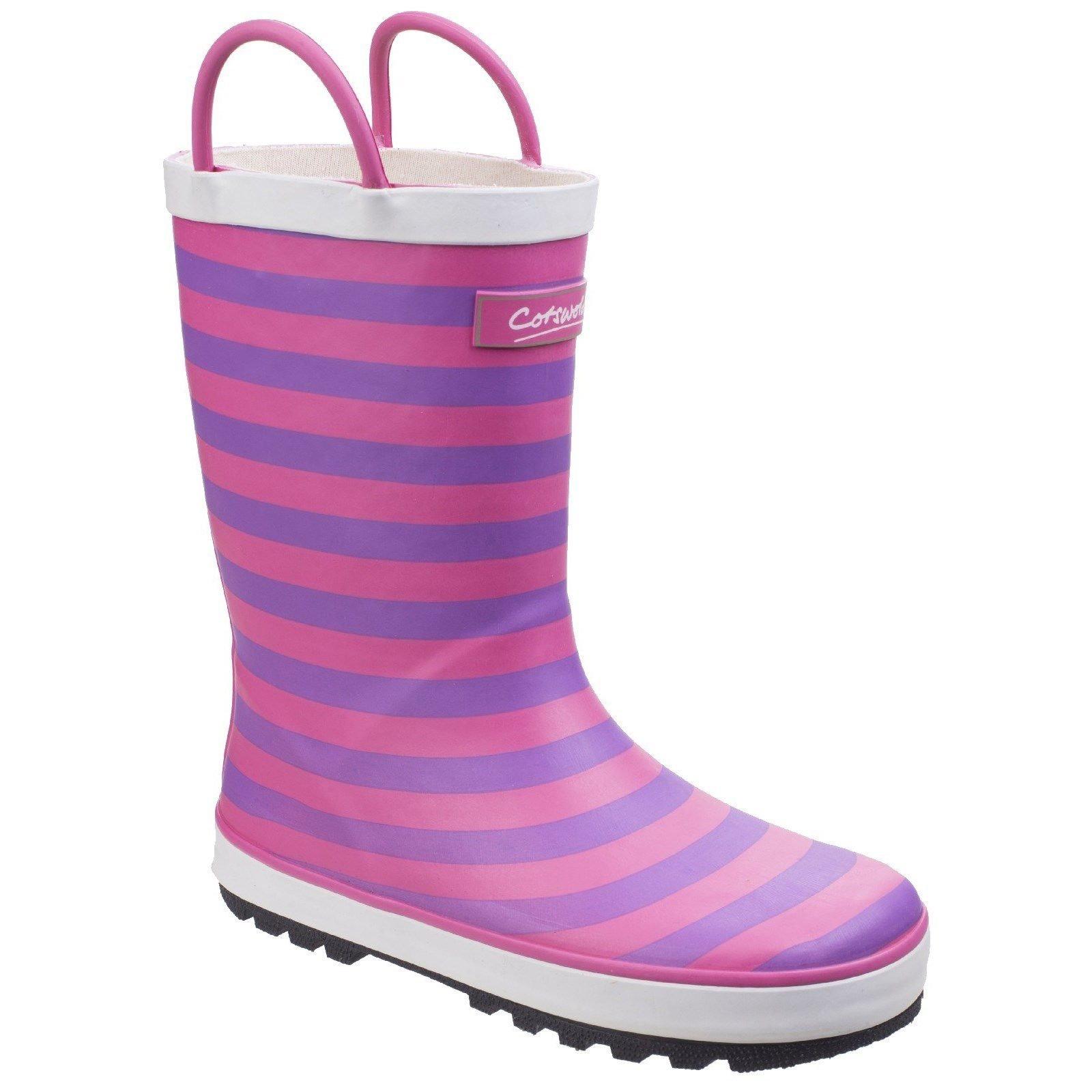 Pink - Cotswold - Captain Childrens Stripy Wellies - 1