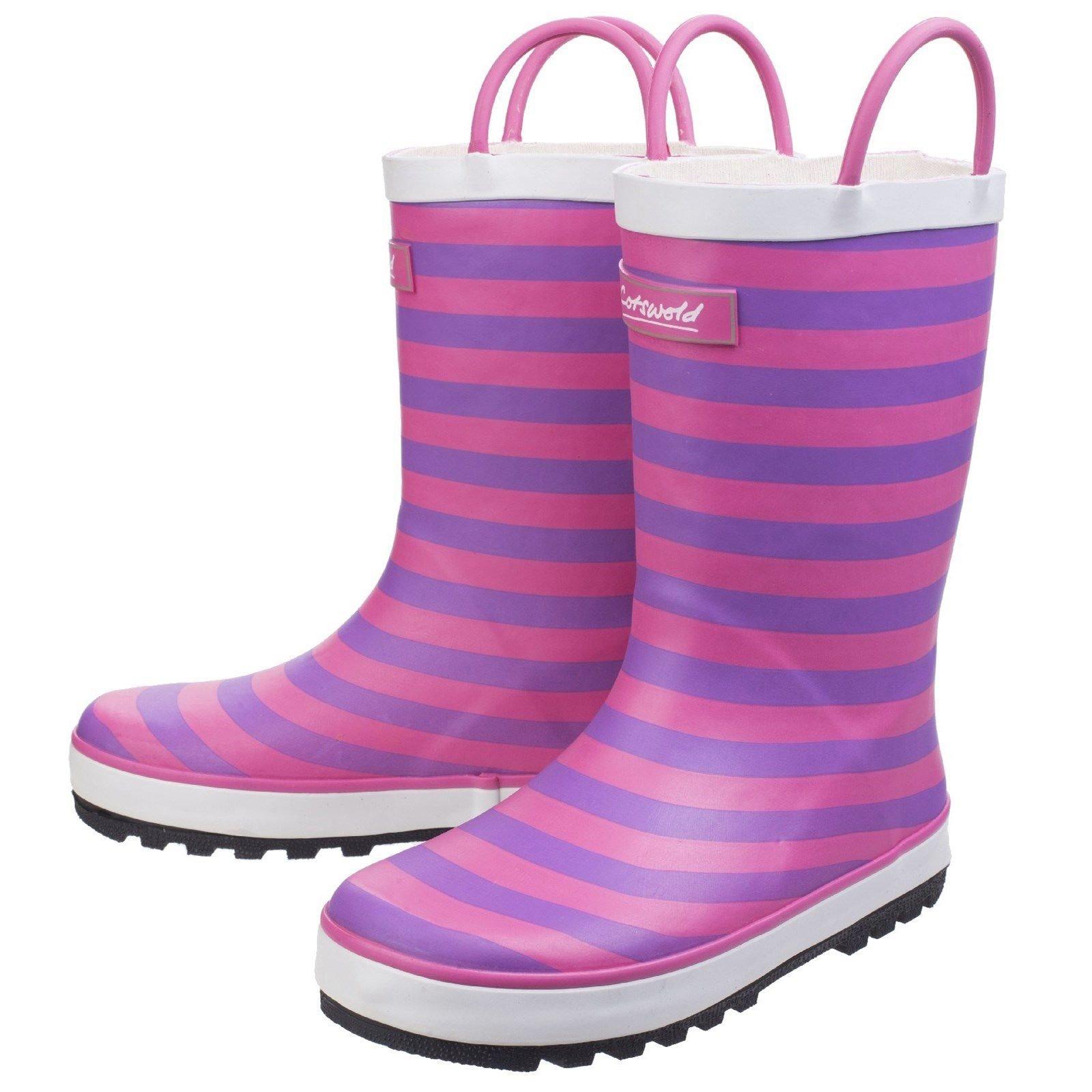 Pink - Cotswold - Captain Childrens Stripy Wellies - 2