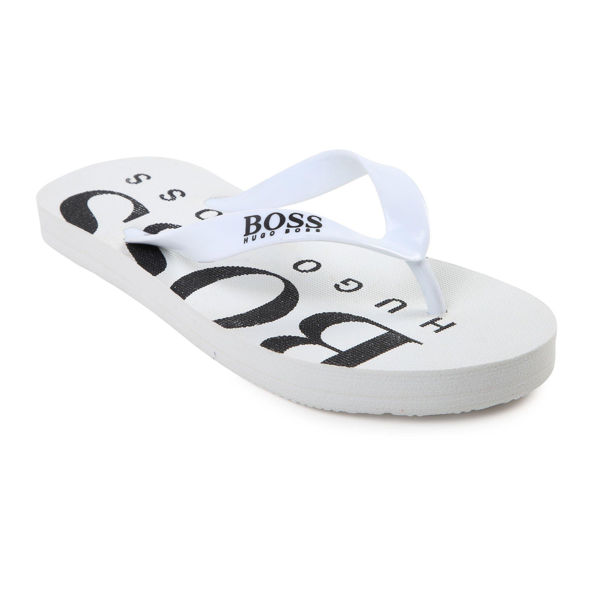 White - Boss - Kids Sandals, Flexible Sole Flip Flops - 1