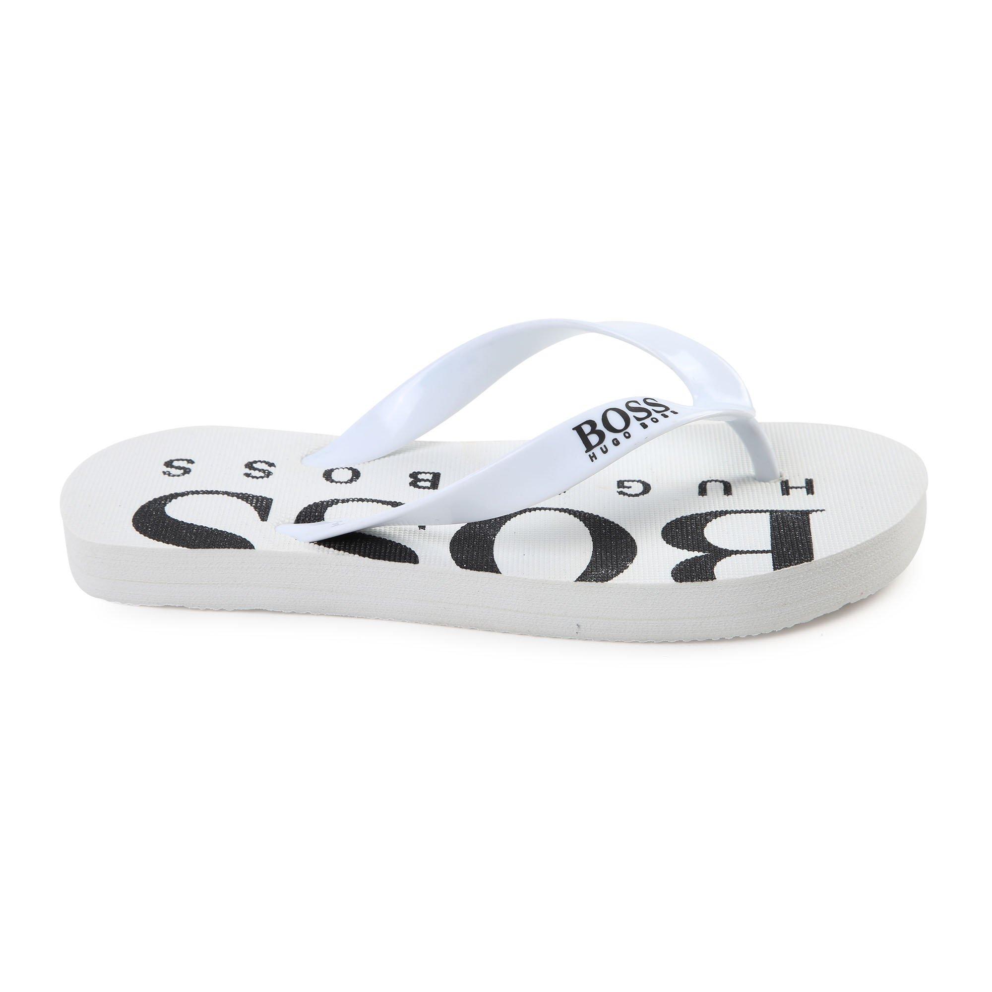 White - Boss - Kids Sandals, Flexible Sole Flip Flops - 2