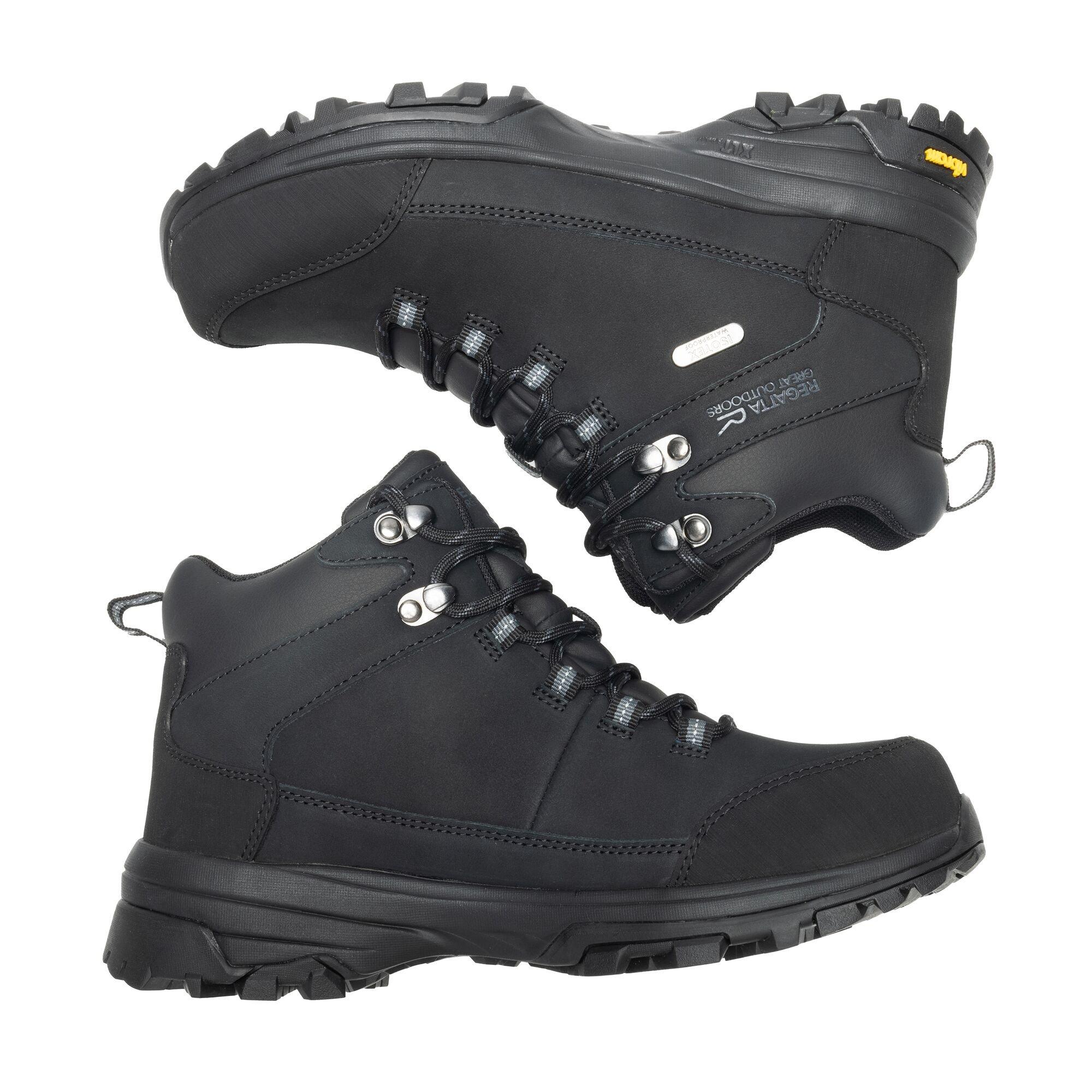 Black - Regatta - Womens Burrell Leather Waterproof Walking Boots - 3