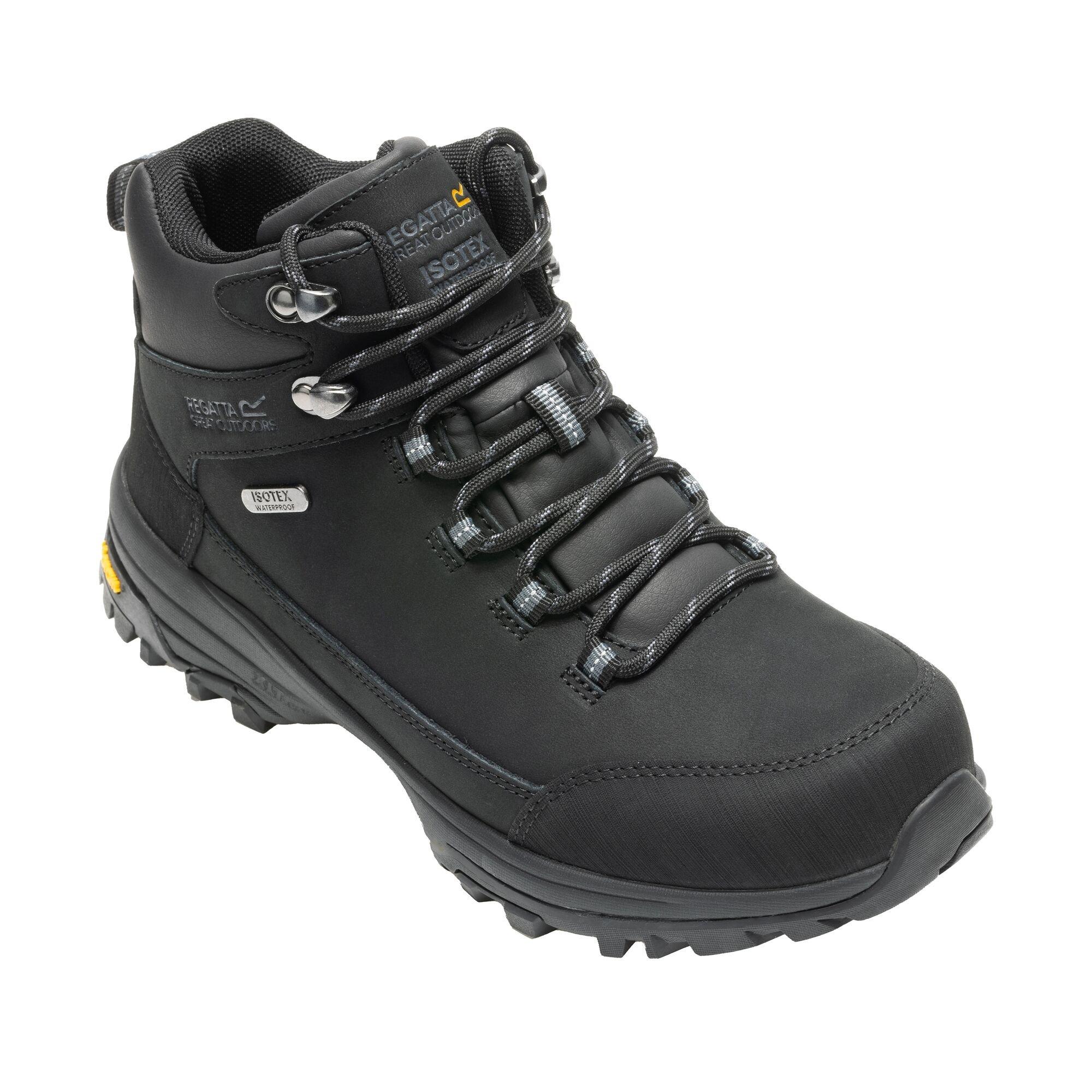 Black - Regatta - Womens Burrell Leather Waterproof Walking Boots - 4