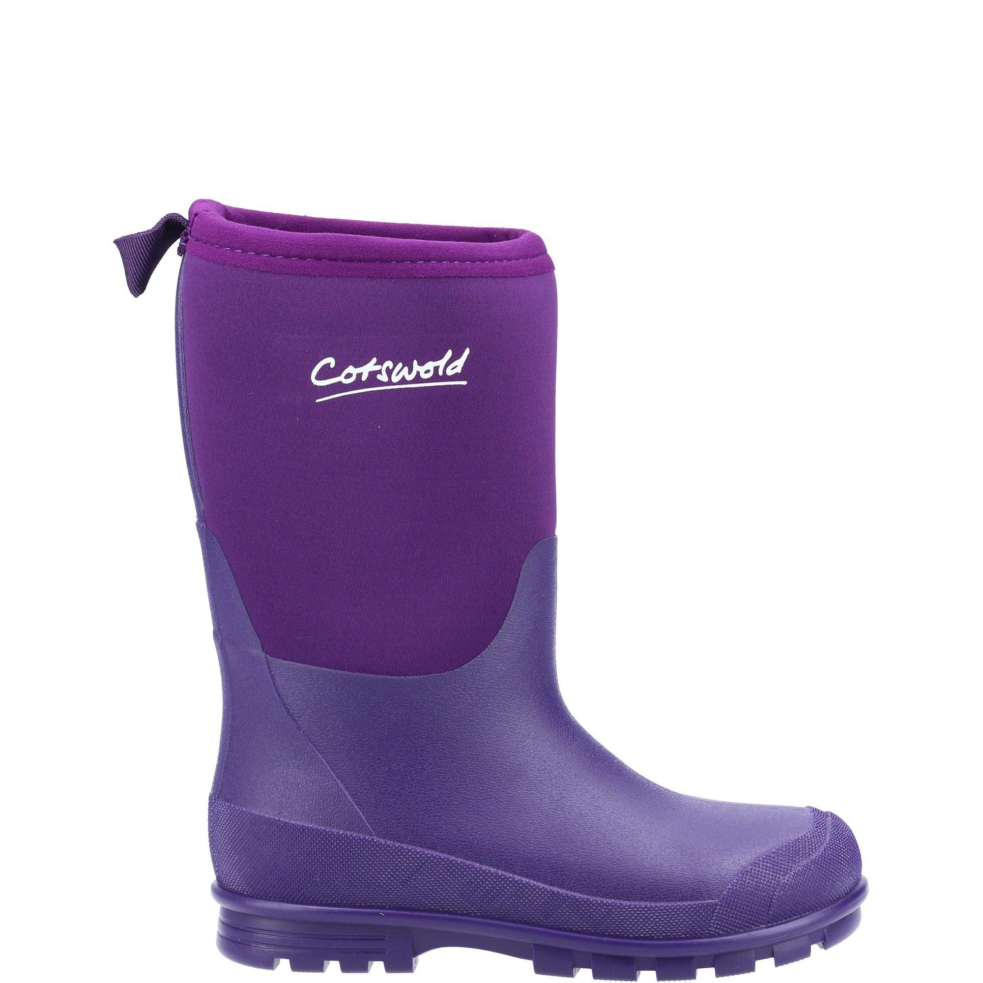 Purple - Cotswold - Hilly Neoprene Childrens Wellington Boot - 1