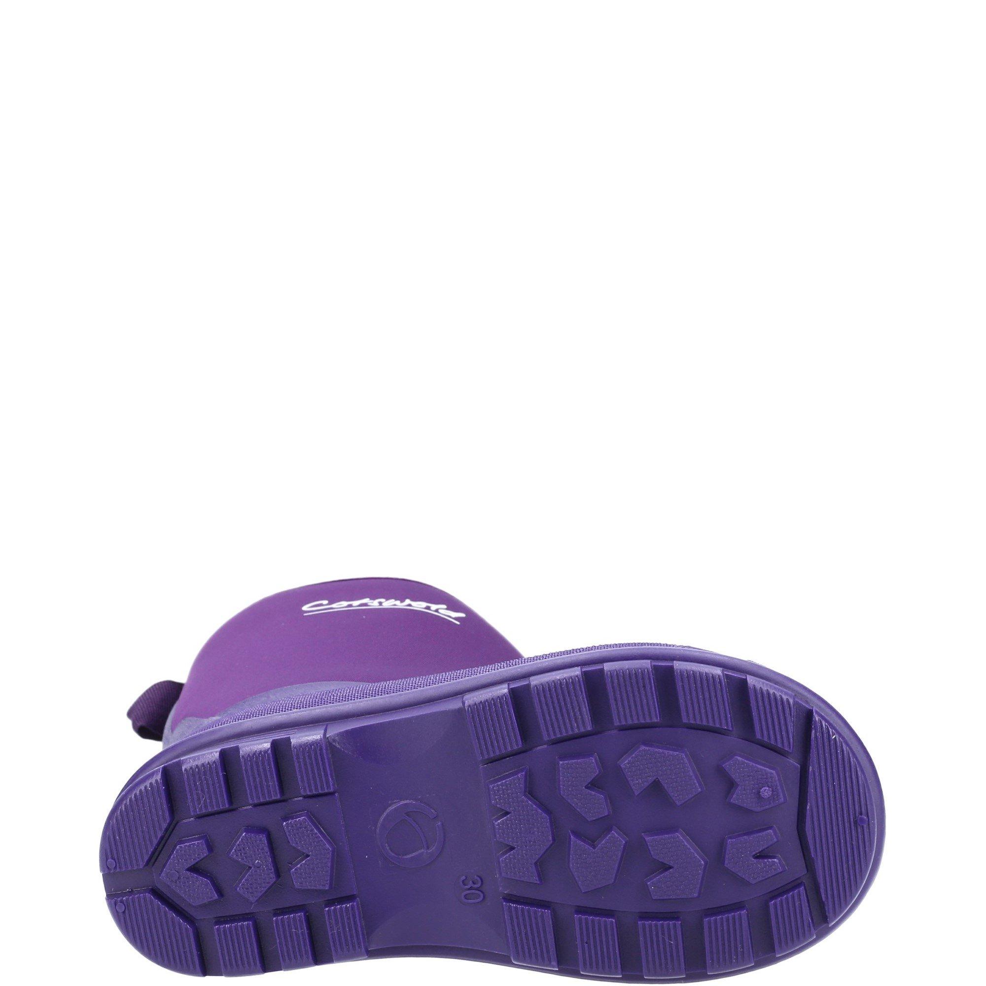 Purple - Cotswold - Hilly Neoprene Childrens Wellington Boot - 4