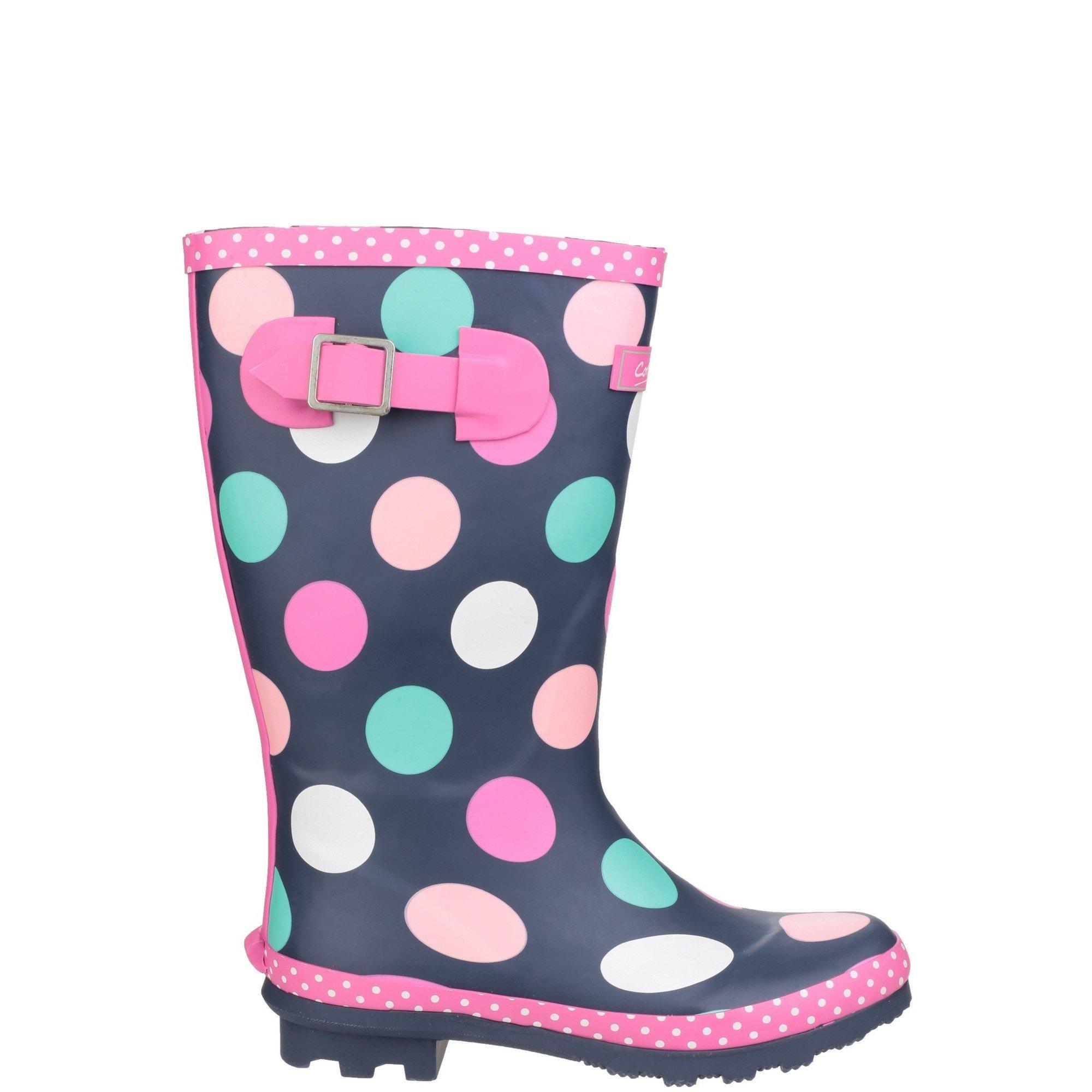 Cotswold Girls Dotty Jnr Pull On Wellington Boot - Pink - UK9 EU27