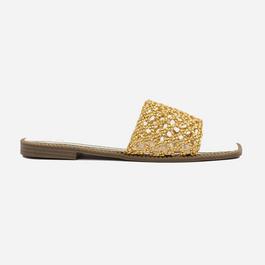 Wheres That From Gold Chelsea Woven Strap Flat Sandals