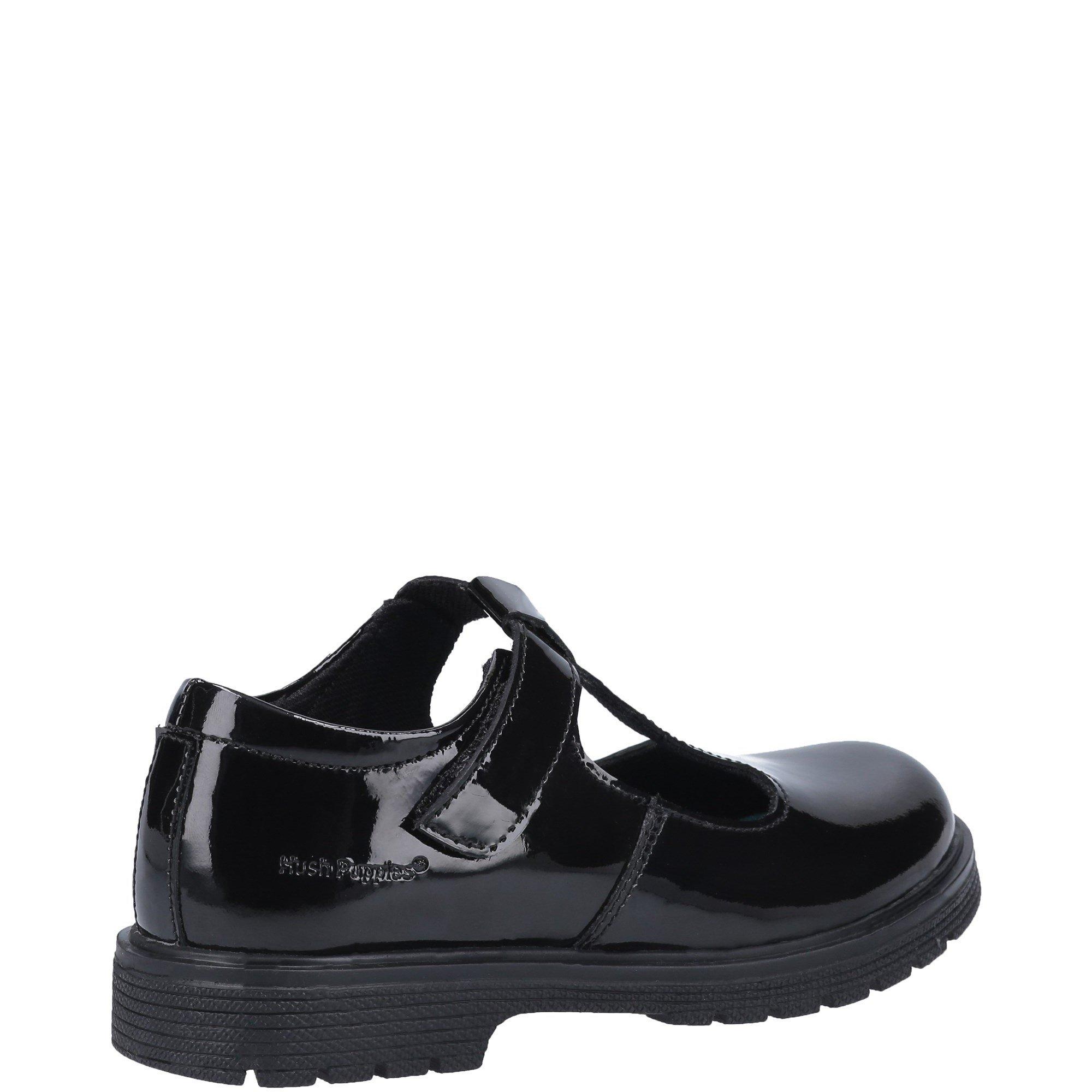 Black - Hush Puppies - Gracie Junior Patent School Shoe - 3