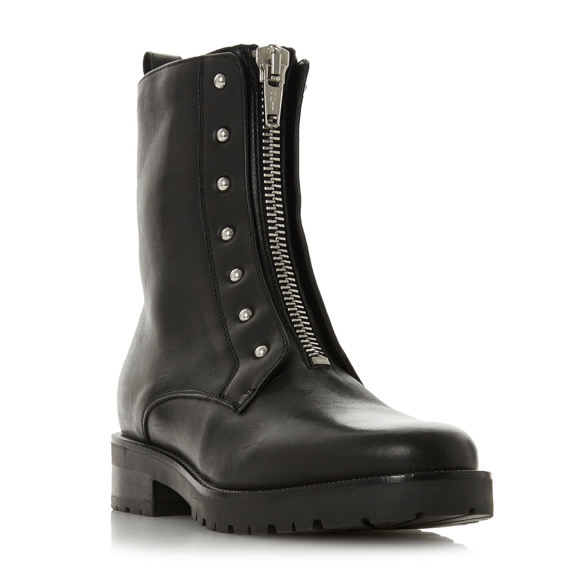 Black - Dune London - Raffi Studded Buckle Biker Boots - 1