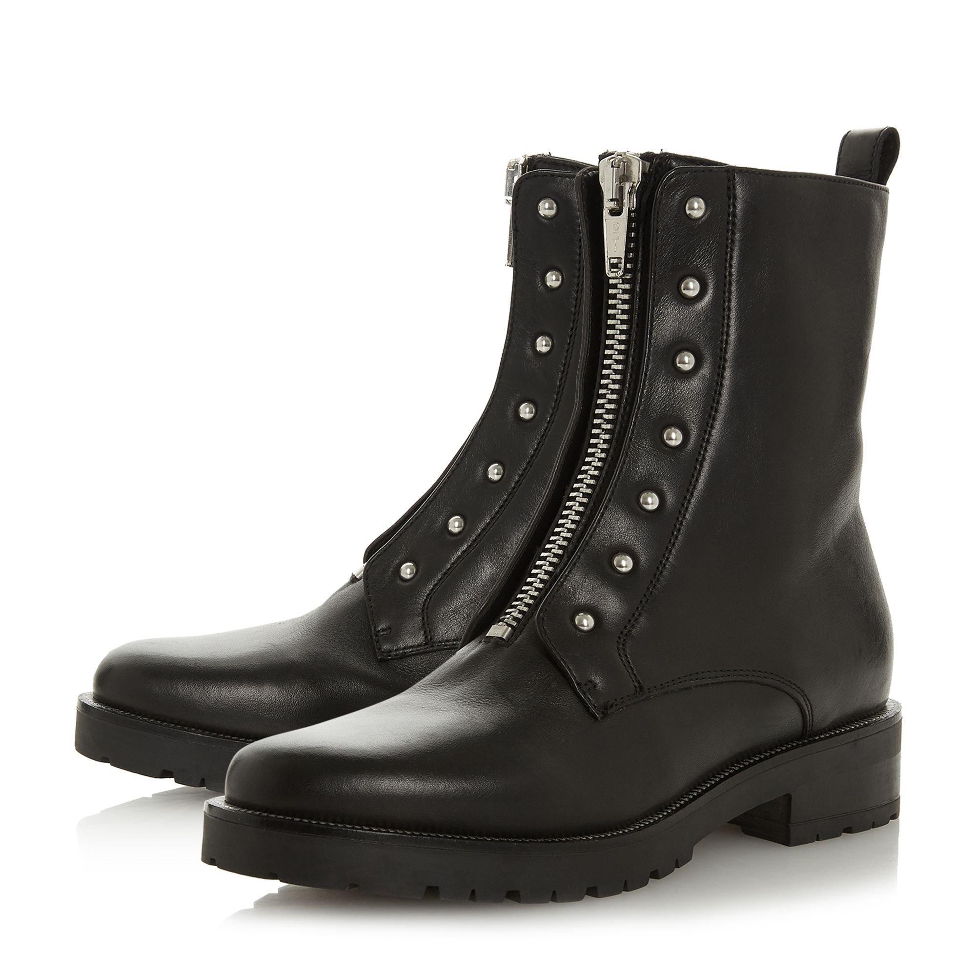 Black - Dune London - Raffi Studded Buckle Biker Boots - 2
