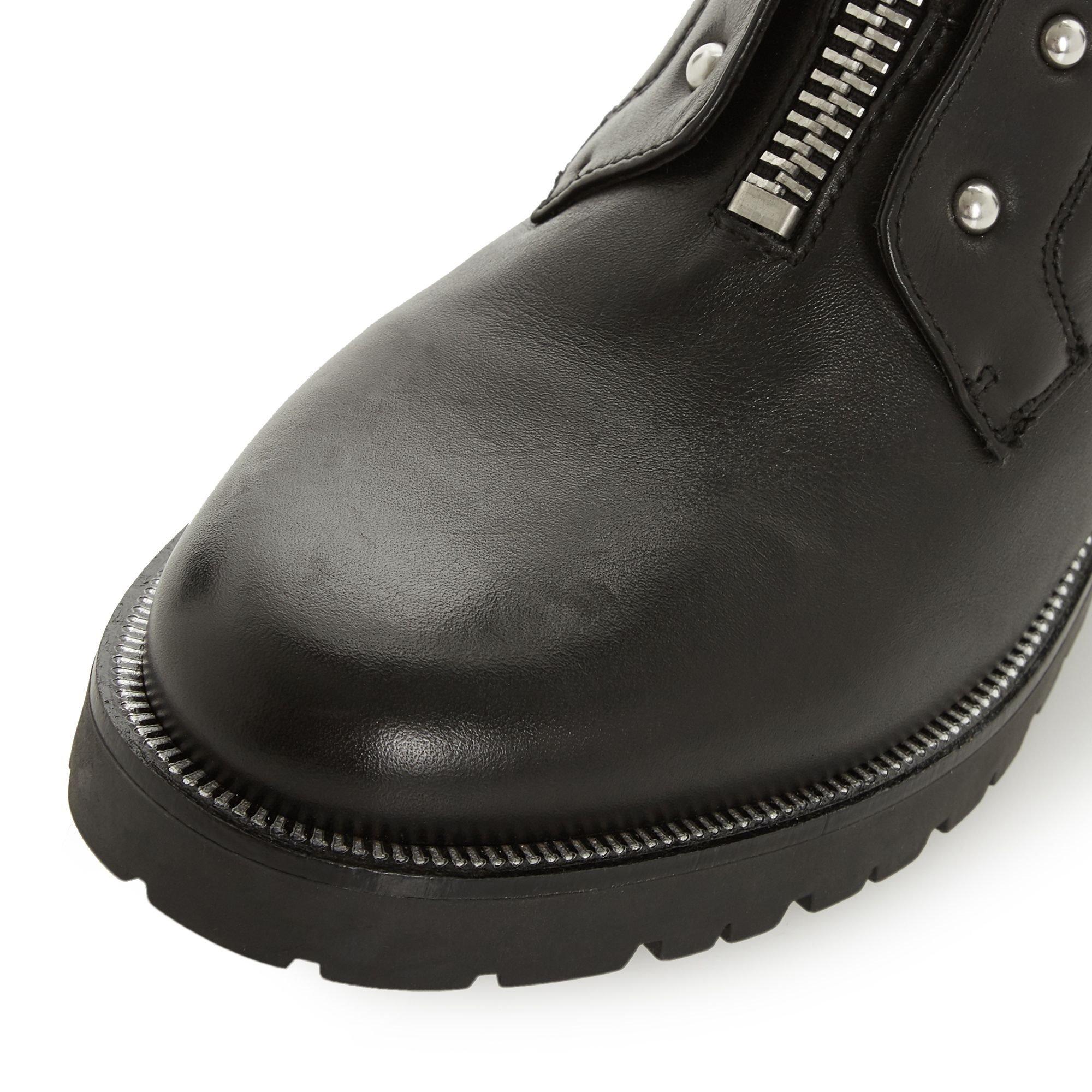 Black - Dune London - Raffi Studded Buckle Biker Boots - 4