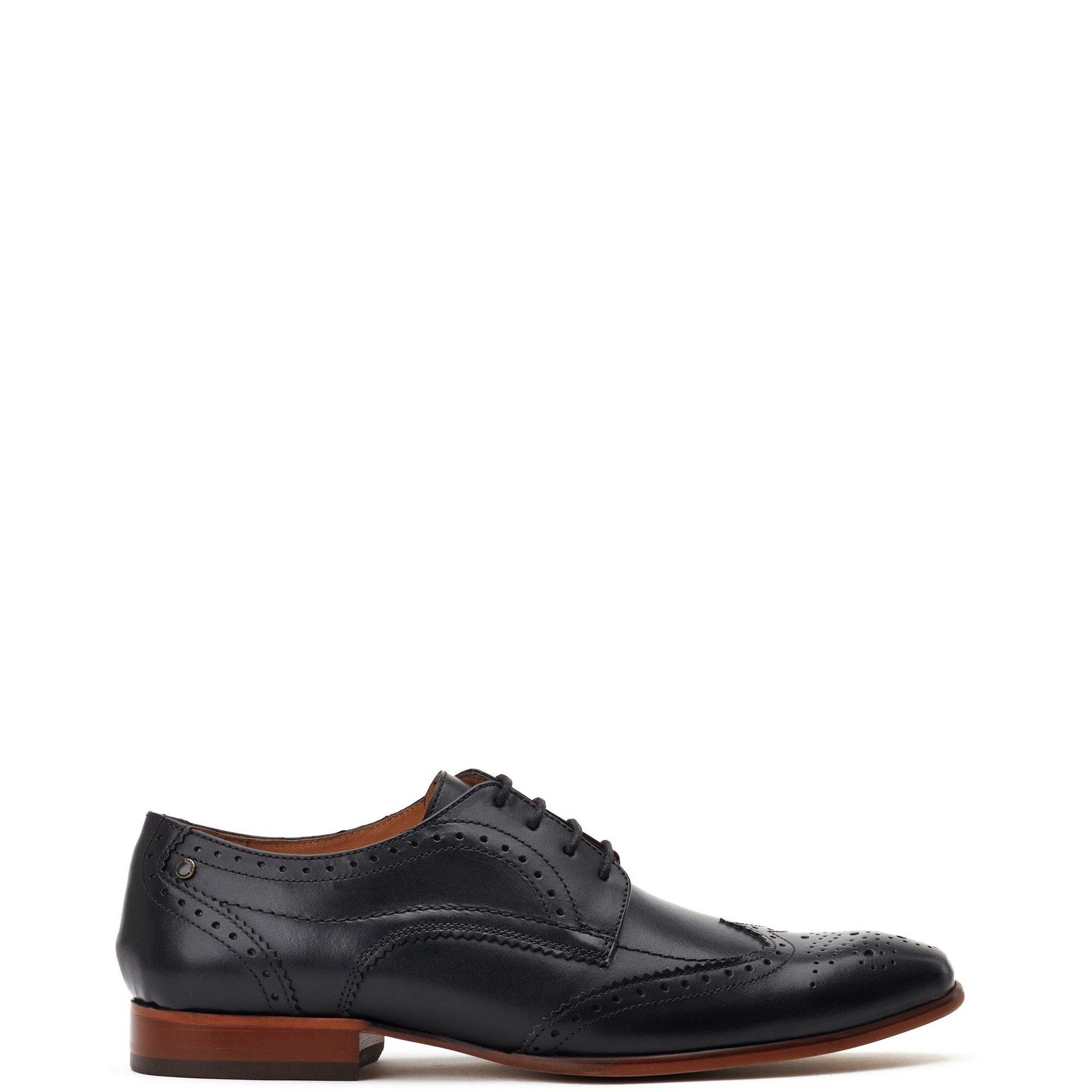 Black - Base London - Barbera Lace Up Brogue Shoe - 1