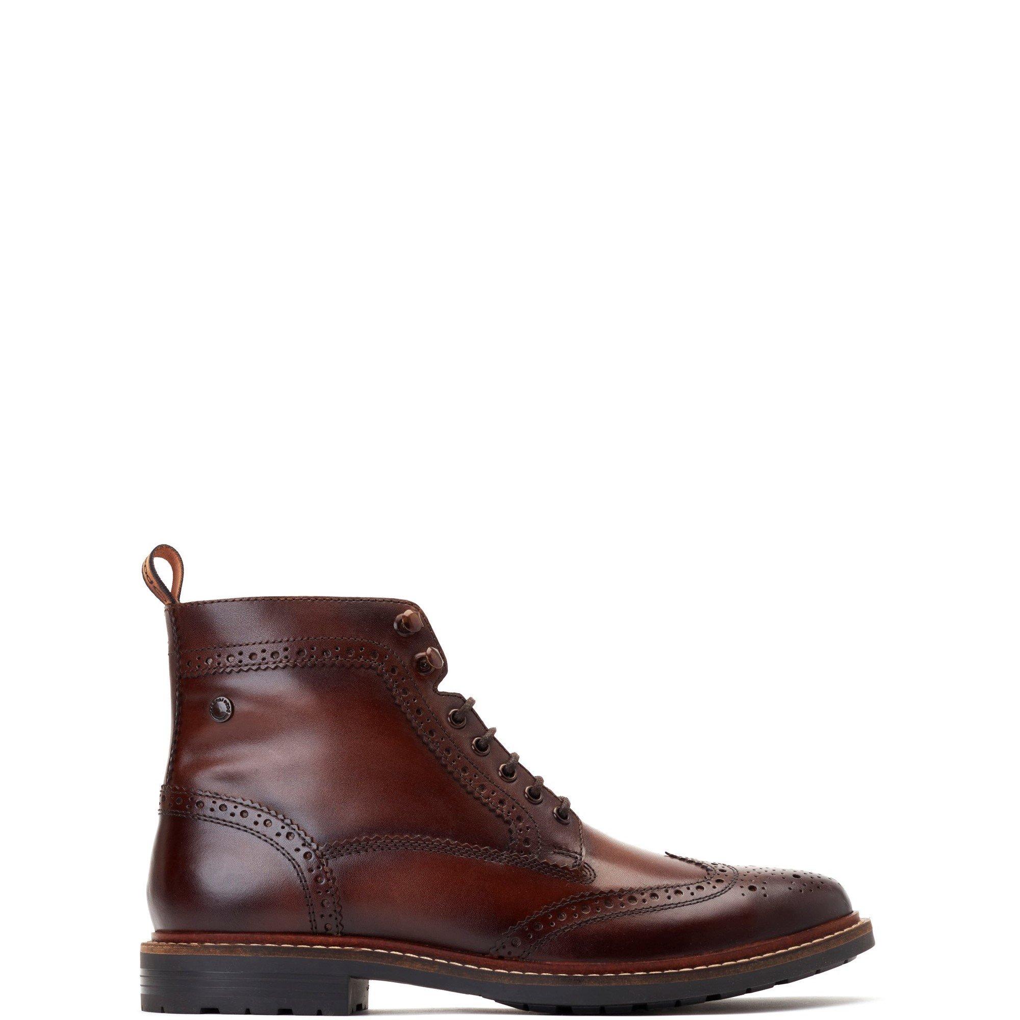 Brown - Base London - Dealer Brogue Boot - 1
