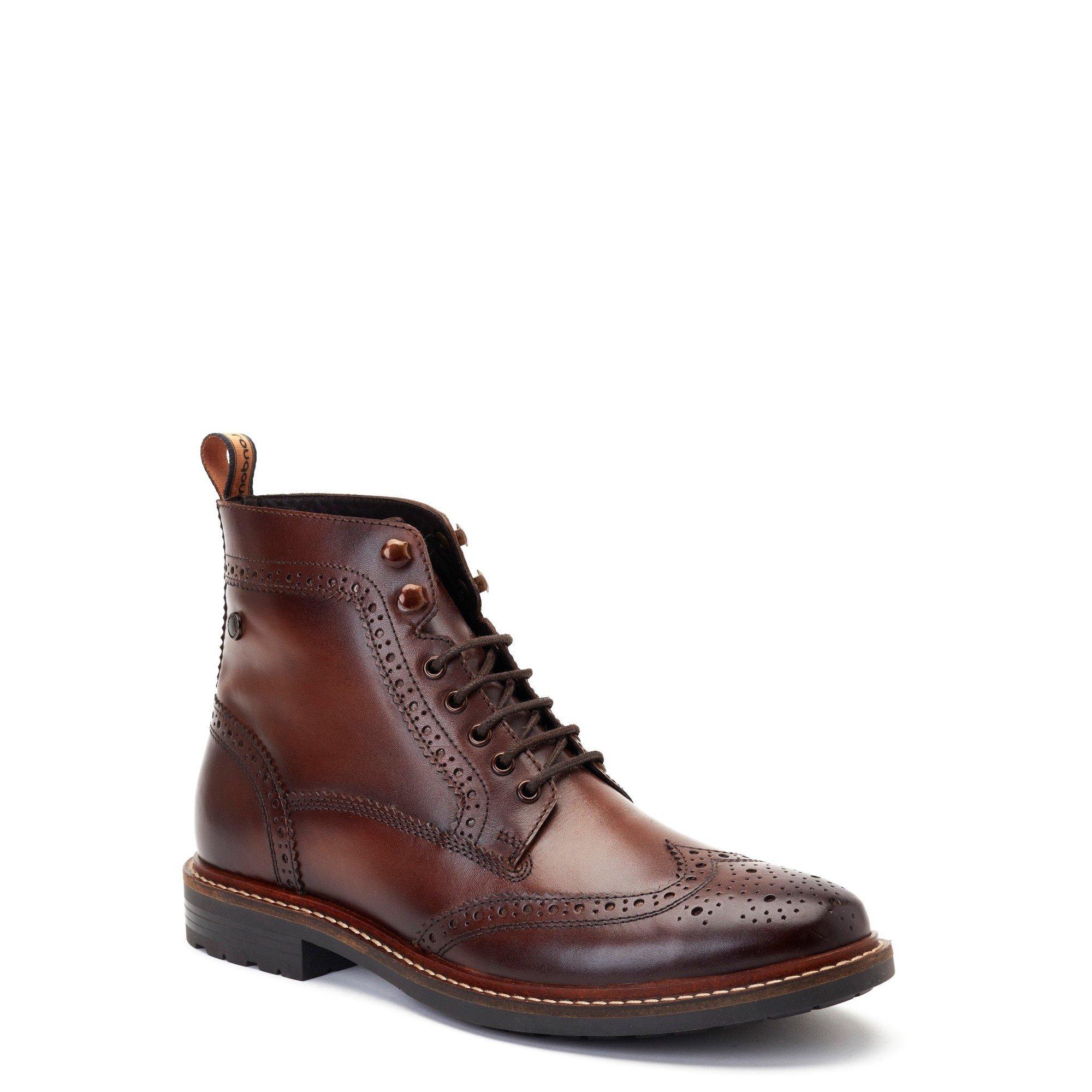 Brown - Base London - Dealer Brogue Boot - 2