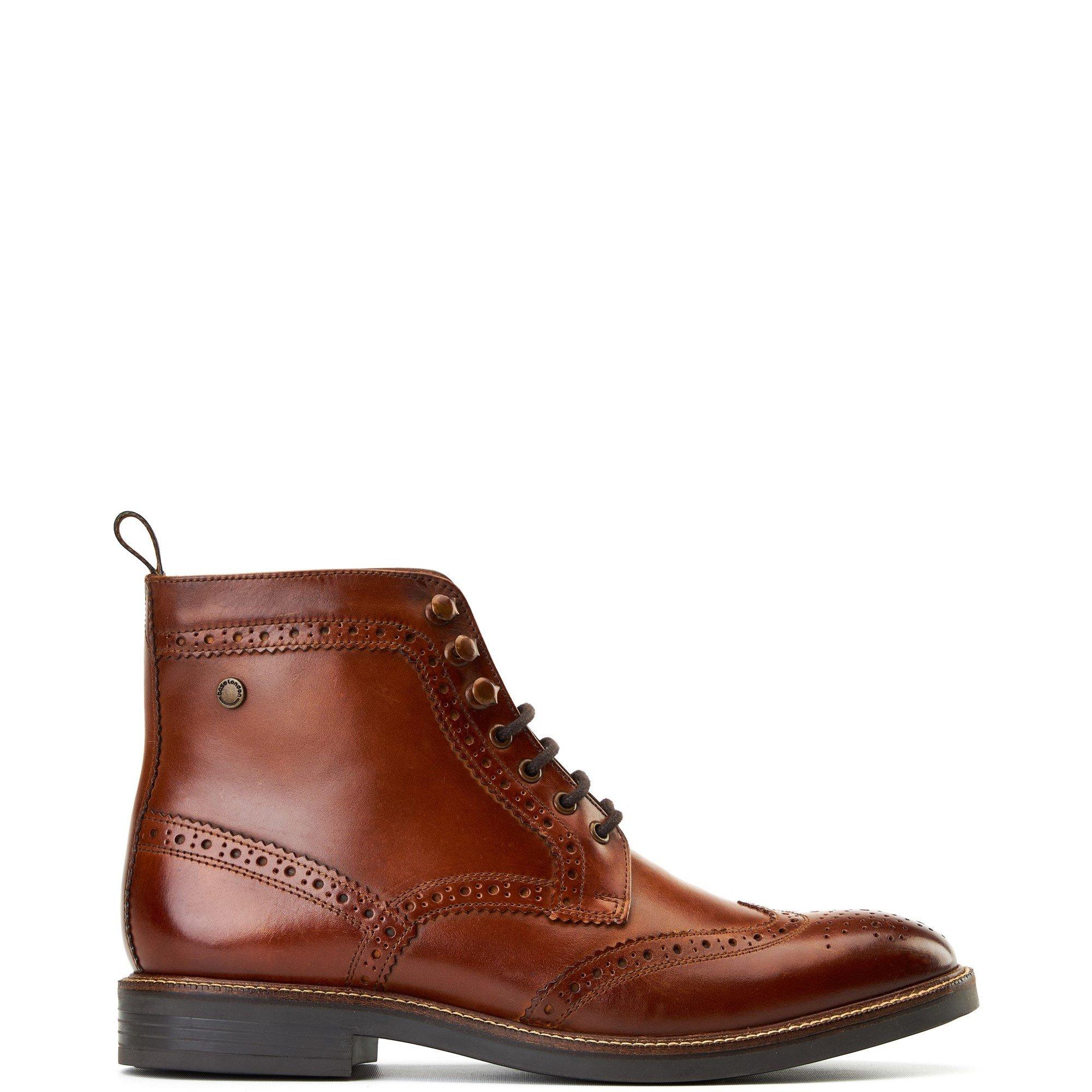Tan - Base London - Bristol Brogue Boot - 1