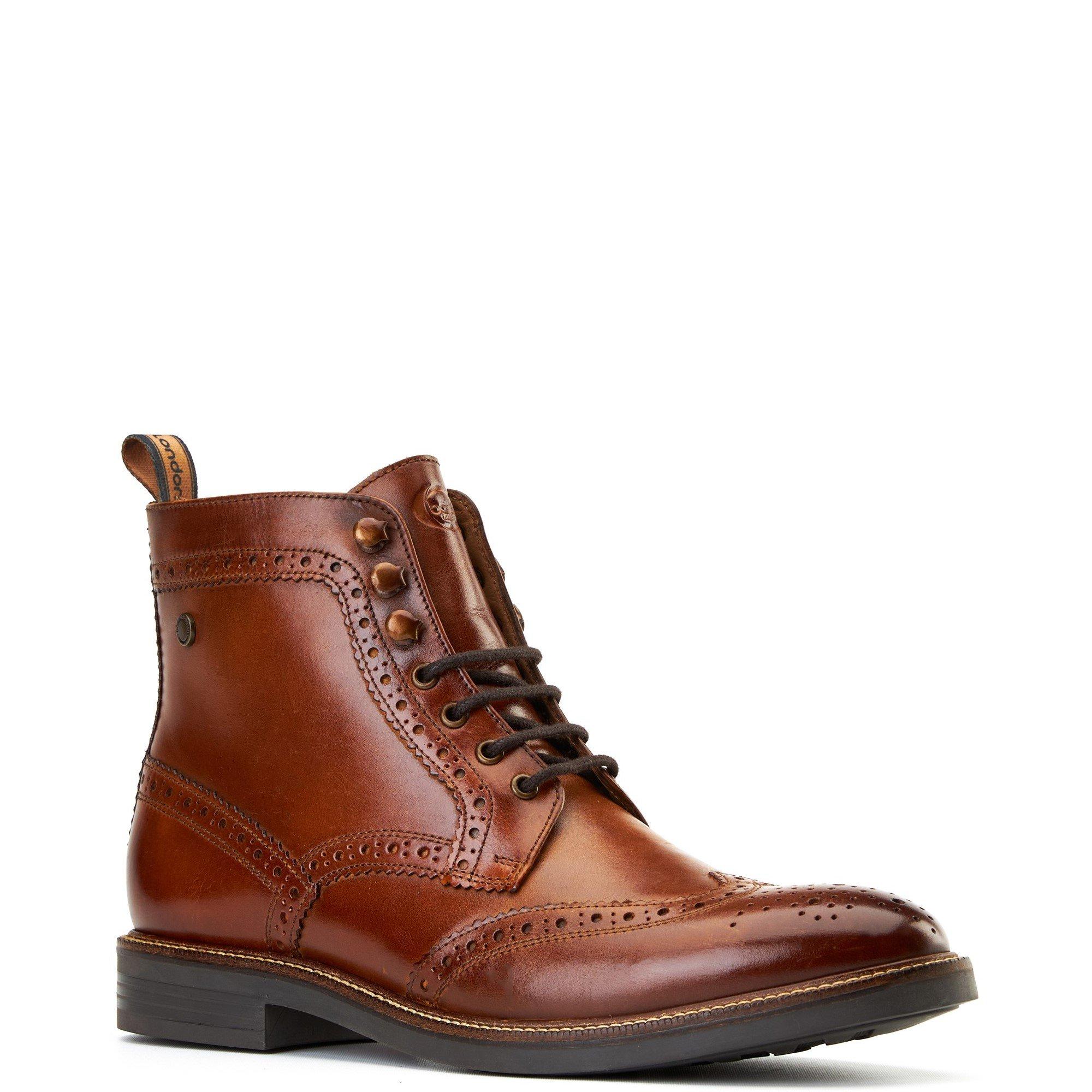 Tan - Base London - Bristol Brogue Boot - 2