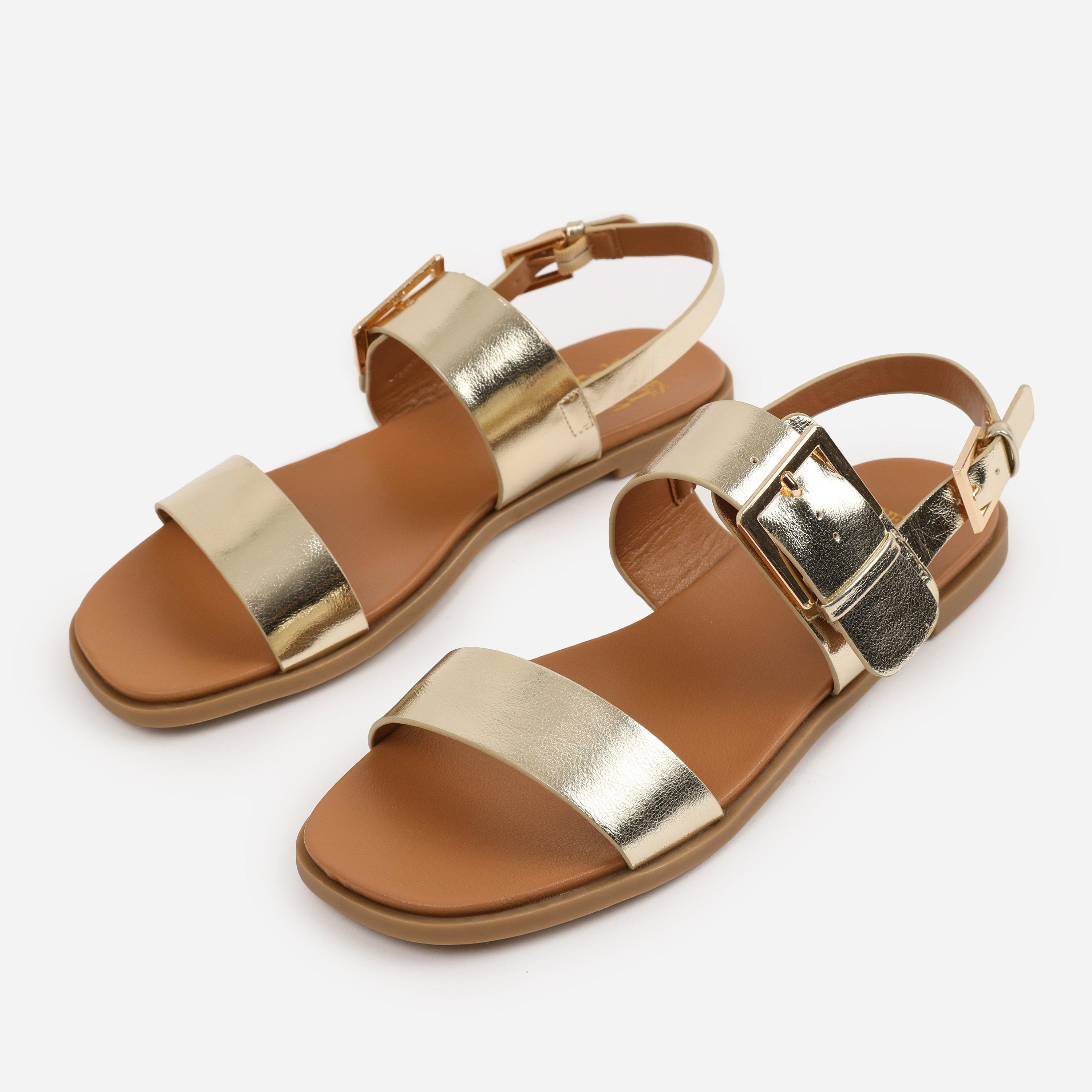 Metallic Gold - Wheres That From - Gold-Metallic PU Camilla Classic Flat Sandals - 3