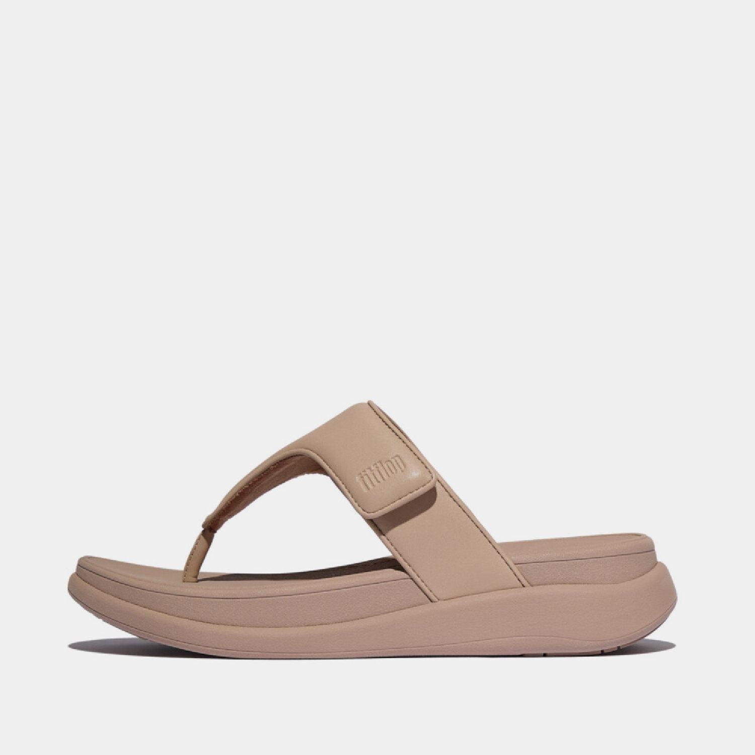 Beige - FitFlop - F-Mode Go Adjustable Flatform Toe-Post Sandals - 1