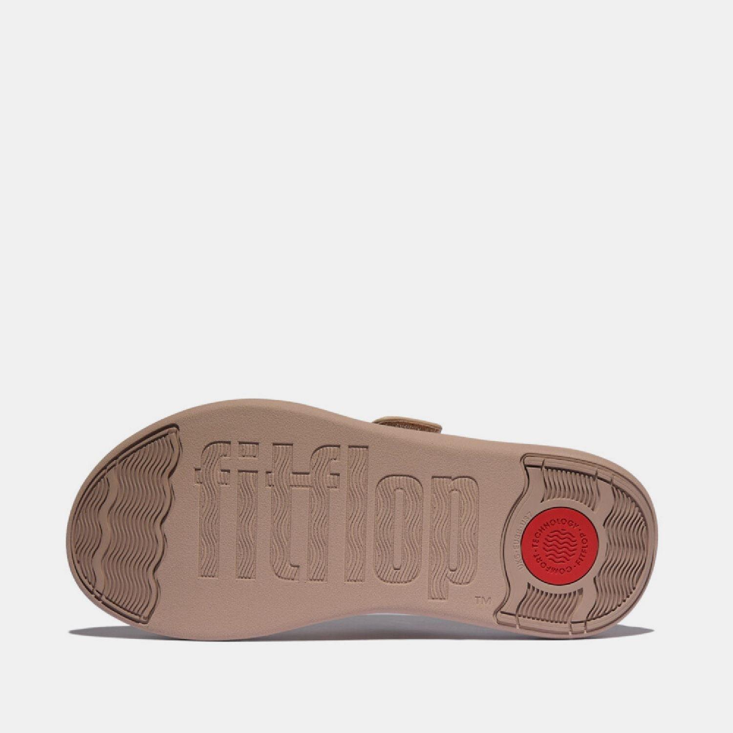 Beige - FitFlop - F-Mode Go Adjustable Flatform Toe-Post Sandals - 4
