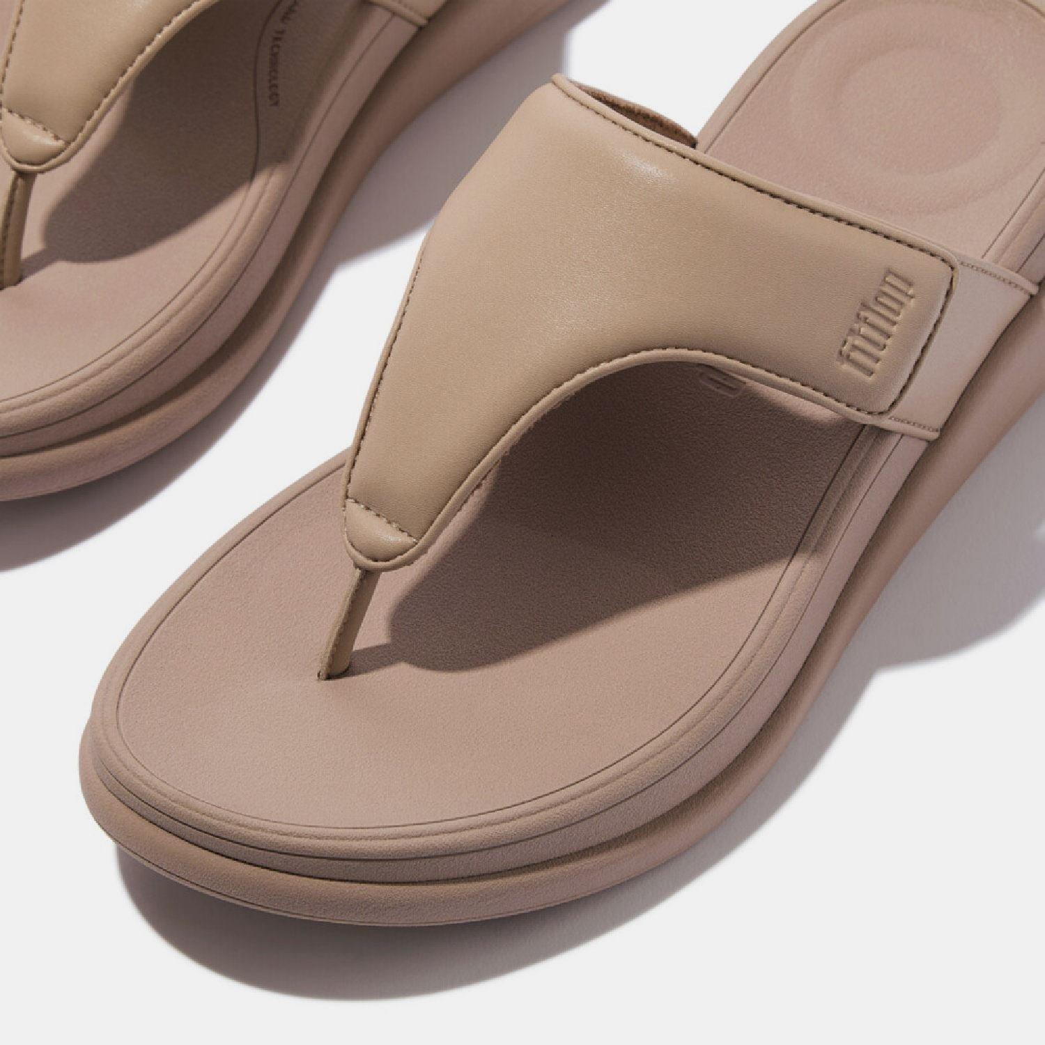 Beige - FitFlop - F-Mode Go Adjustable Flatform Toe-Post Sandals - 5
