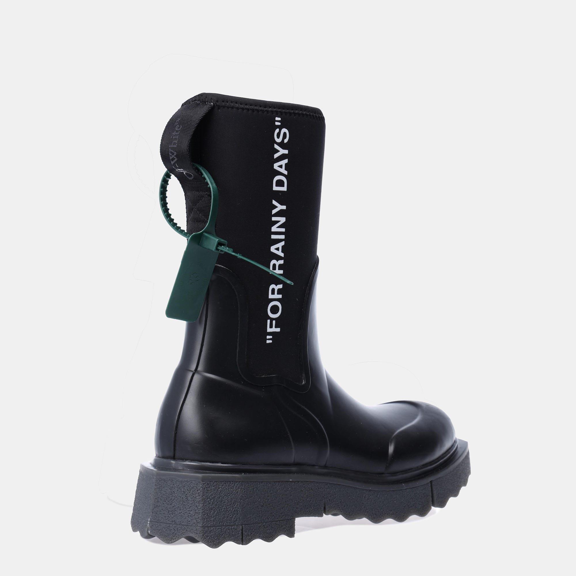 Black-White - Off White - Sponge Rubber Rain Boots - 3