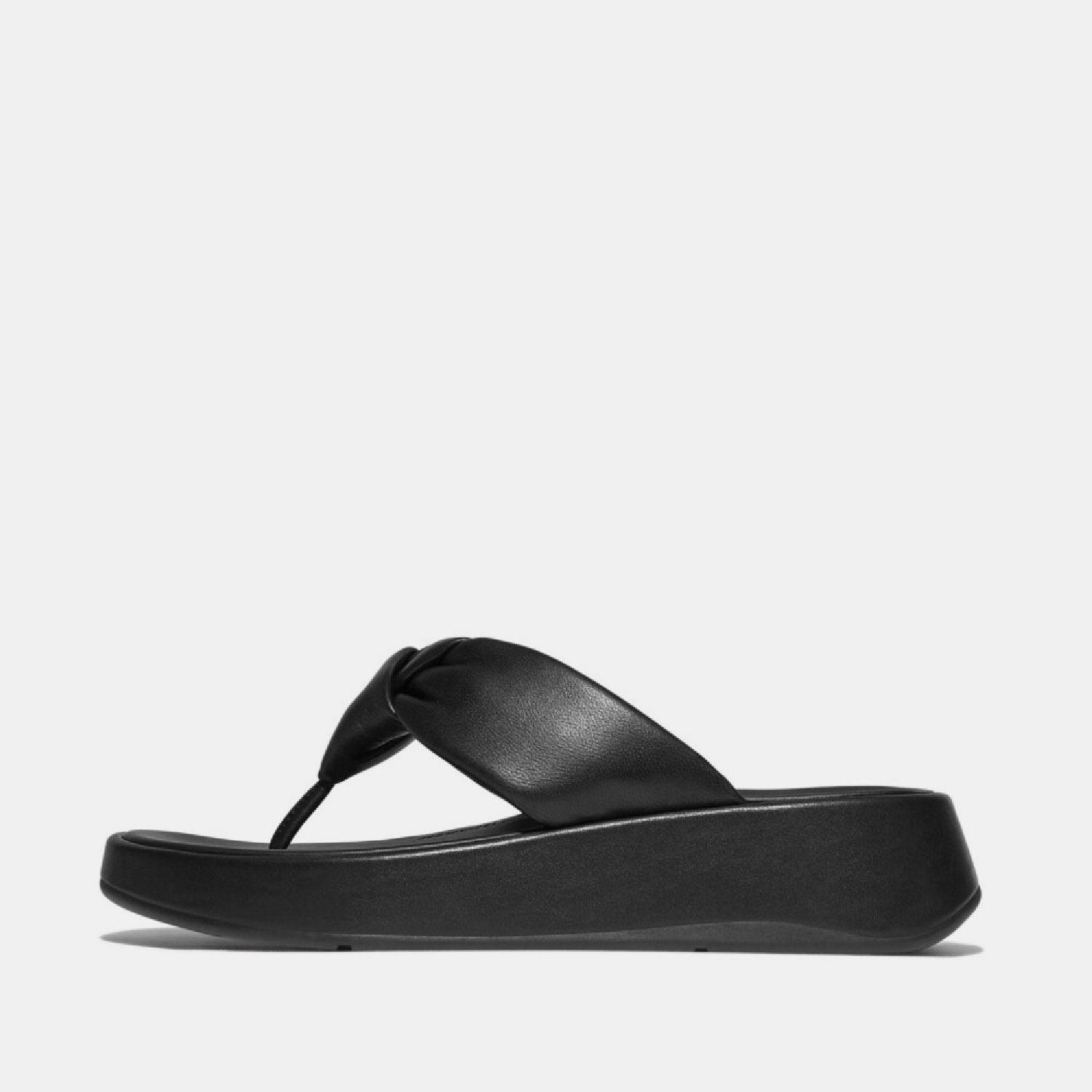 Zwart - FitFlop - F-Mode Knot Flatform Toe-Post Sandals - 1