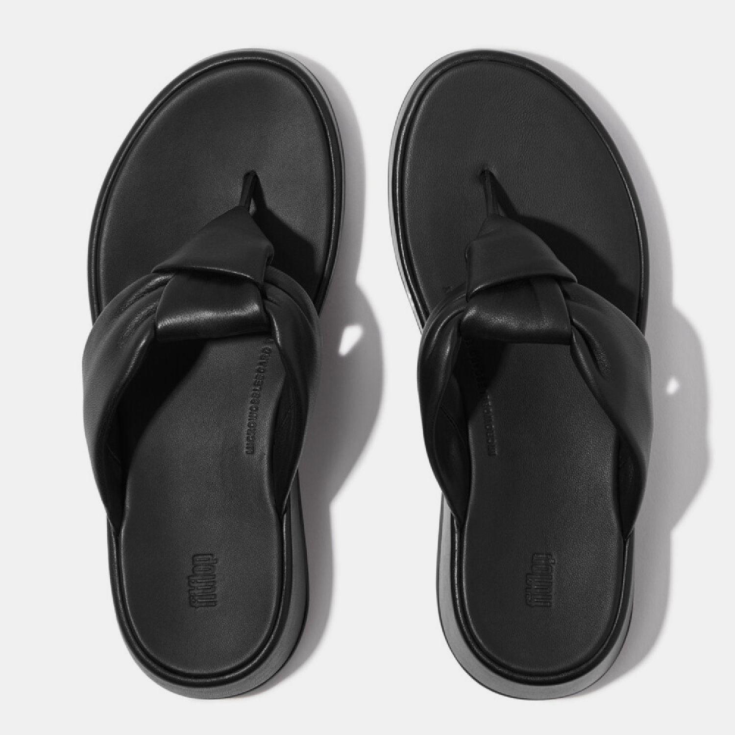 Zwart - FitFlop - F-Mode Knot Flatform Toe-Post Sandals - 2
