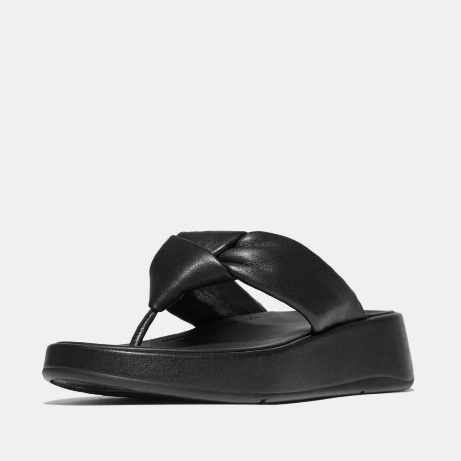 Zwart - FitFlop - F-Mode Knot Flatform Toe-Post Sandals - 3